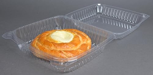 Miniatura 29 de Daxwell 8 x 8 x 3 pulgadas con bisagras de plástico (OPS) recipientes para llevar, microondas, E10005891 (caja de 200)