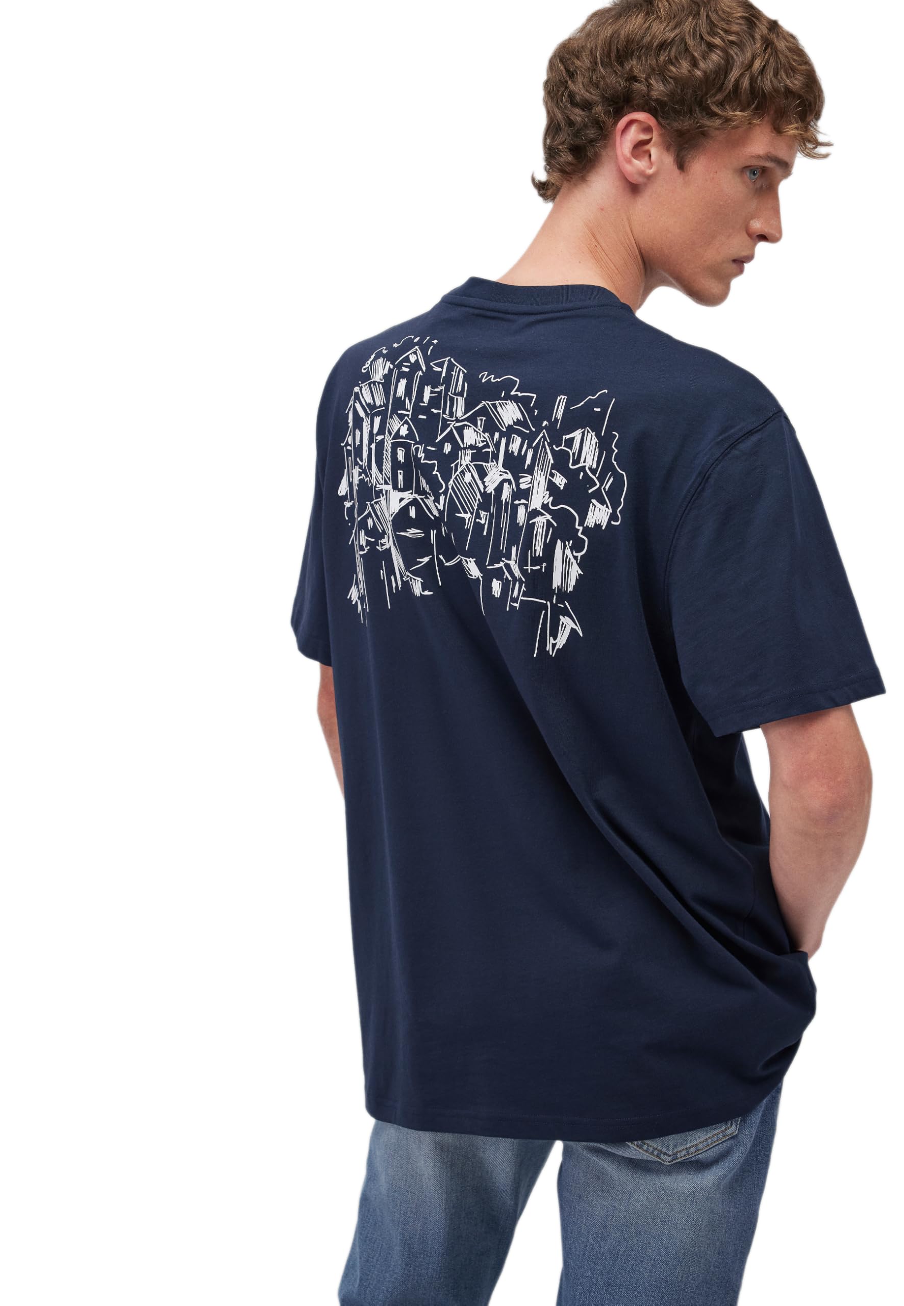Mavi Men's Printed Tee T-Shirt, Total Eclipse, L