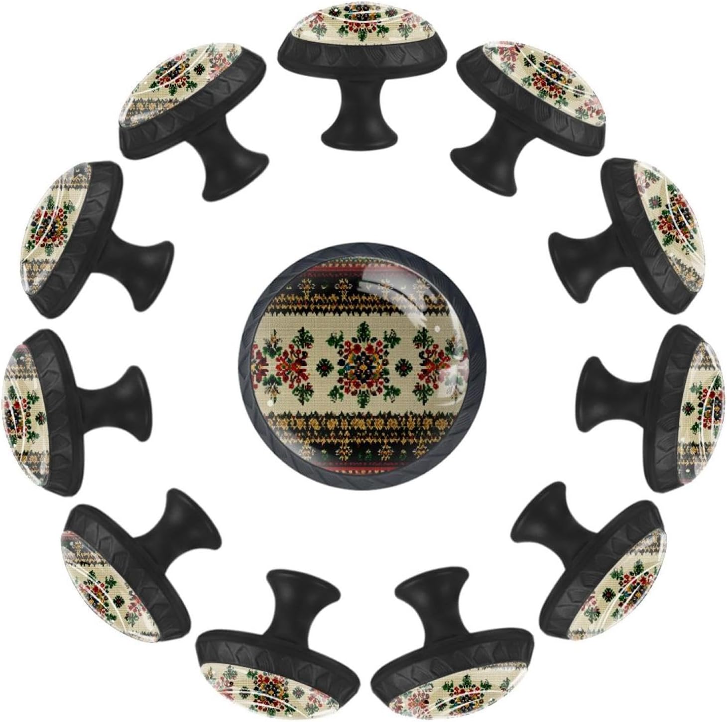 Black Traditional Horizontal Cabinet Hardware Knobs, Decorative Drawer Pulls for Home and Indoor Use