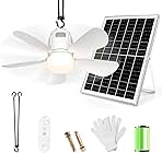 Solar Ceiling Fan Light, 20000mAh Portable Gazebo fan with 30W Solar Powered Fan with Remote Control, Outdoor Ceiling Fan with Light for Patios, Canopy, Shed, RV, Porch and Chicken Coop