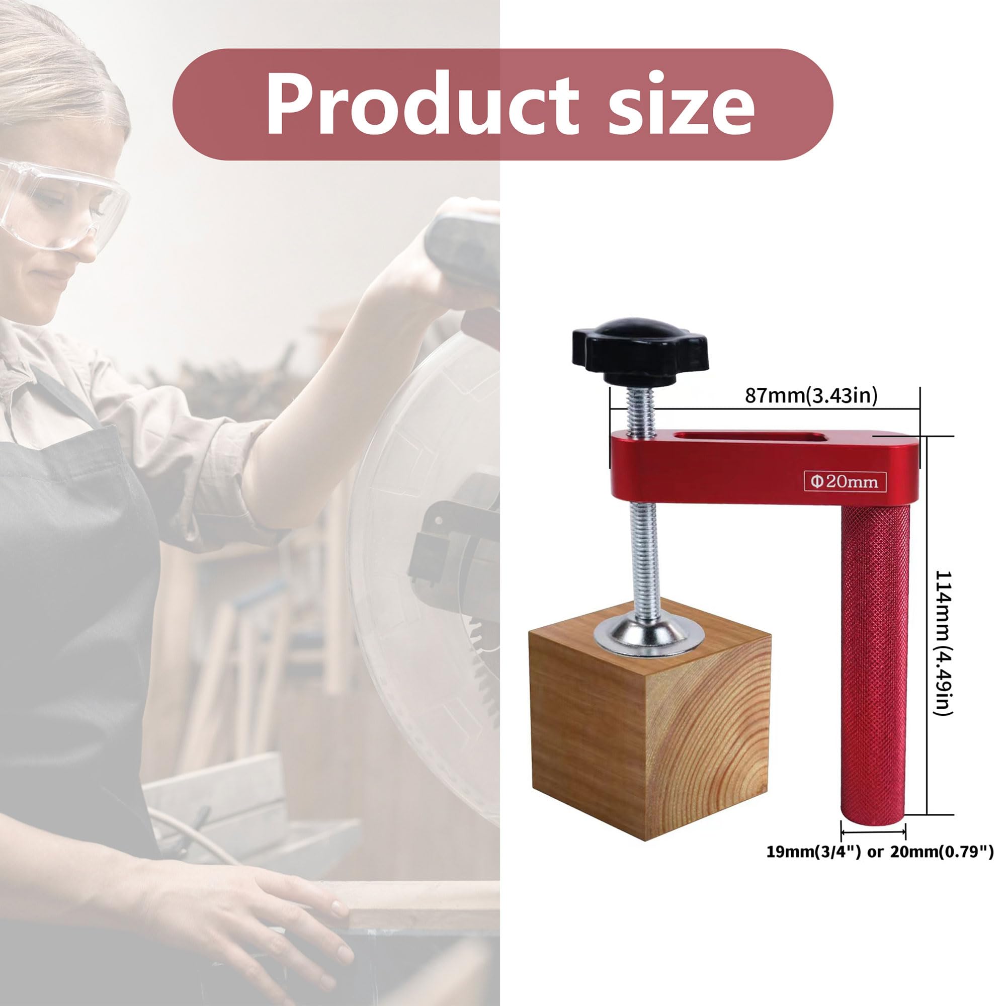 iFutniew Kit di morsetti per fori per cani da 0,9 cm, per la lavorazione del legno, arresto regolabile per banco da lavoro con manico in ottone (19 mm, 2 pezzi
