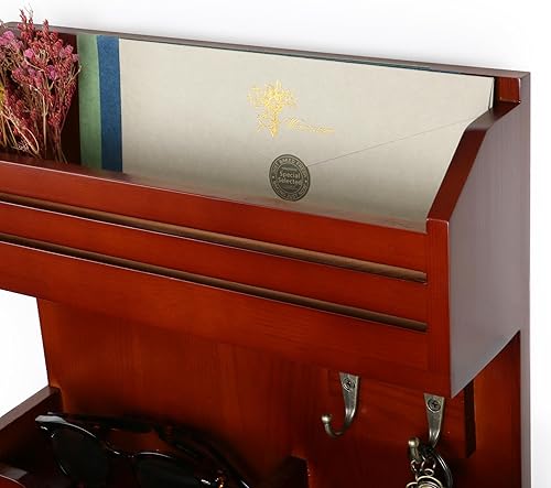 Miniatura 3 de Soporte para llaves de pared, organizador de correo montado en la pared con 6 ganchos de metal para llaves, estantes para decoración de entrada del