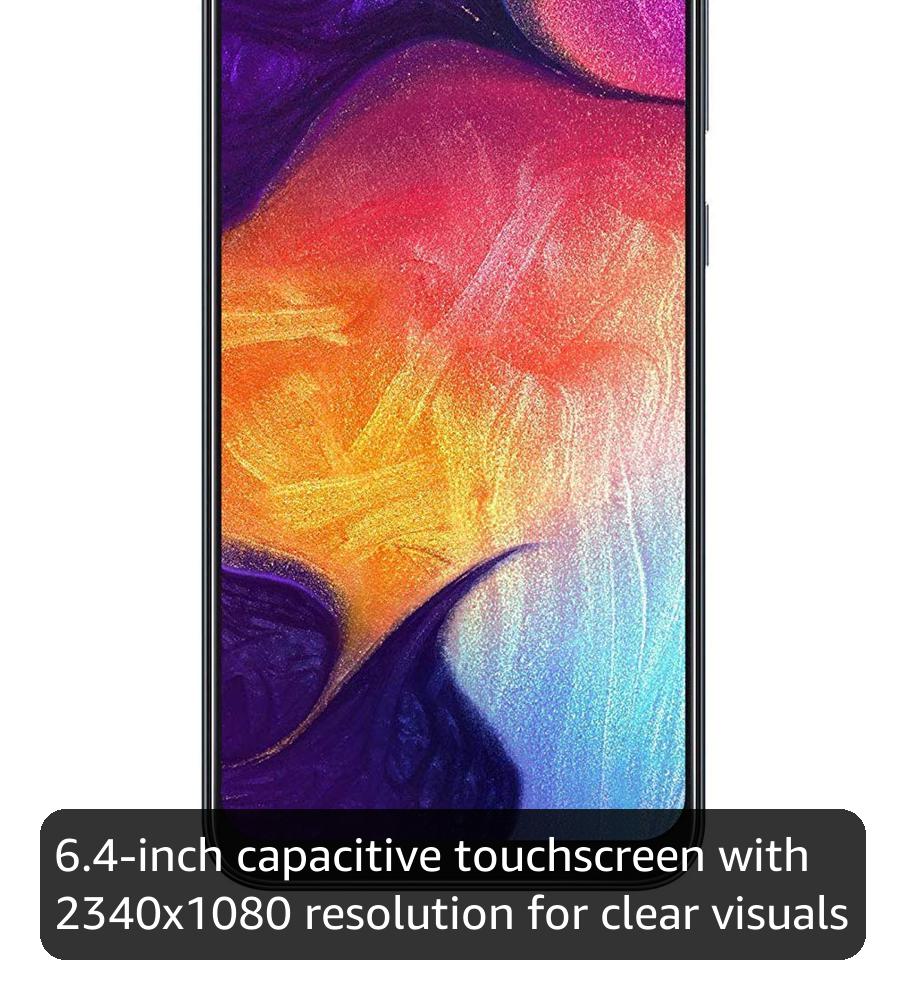 Samsung Galaxy A50 US Version Factory Unlocked Cell Phone with 64GB Memory, 6.4" Screen, Black, [SM-A505UZKNXAA] (Renewed)