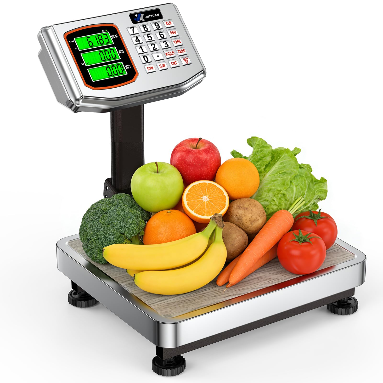 Báscula de plataforma digital de computación, carga de 132 libras, báscula de piso de computación de precisión de 0.01 libras con LB/kg, tara, calculadora de precios, conteo, pantalla de alta