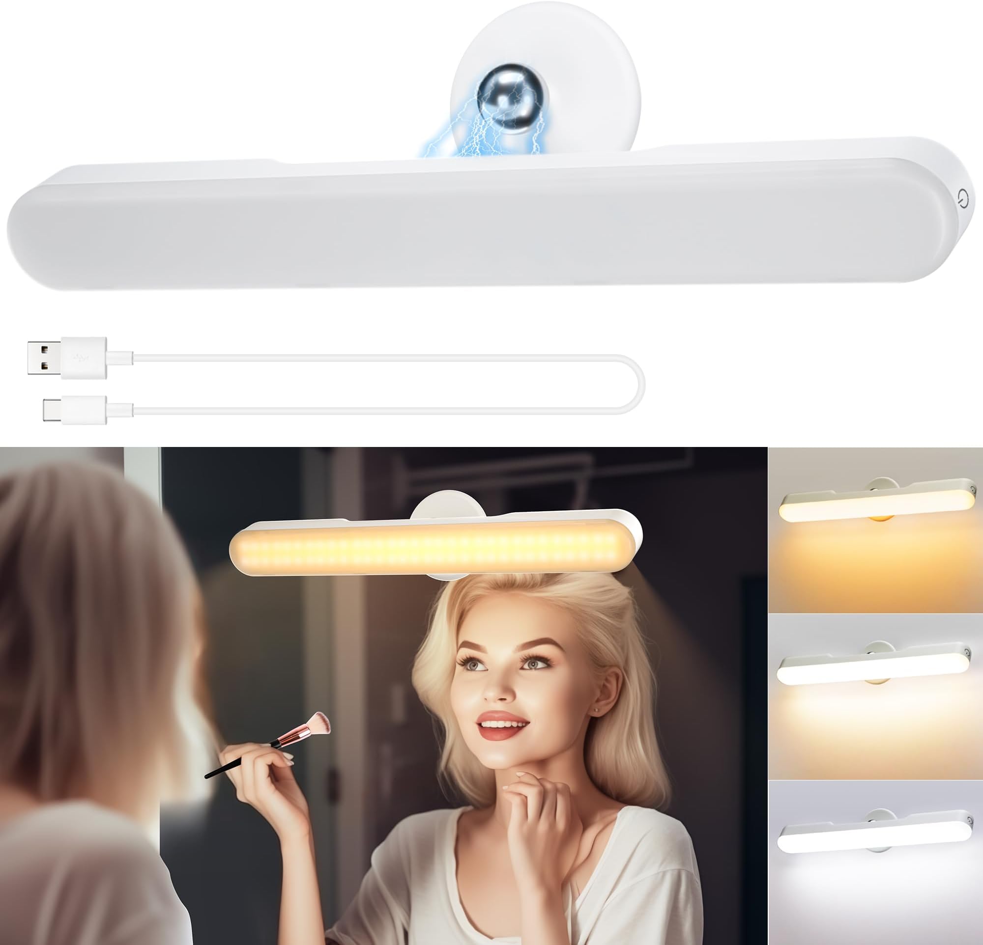 Rinfency LED MakeUp Table Lighting, Dimmable Make Up Light for Dressing Table Lamp, 3000 mAh