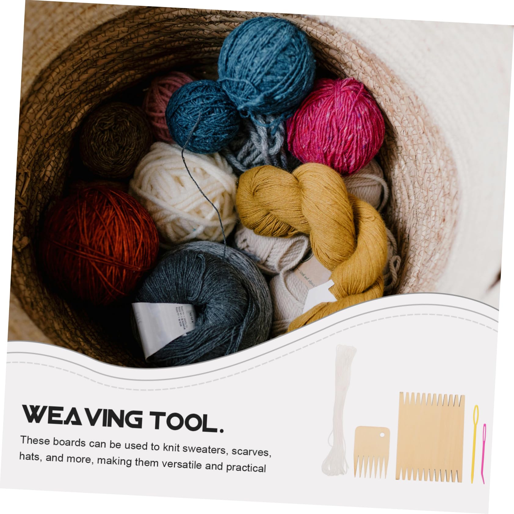 CIMAXIC Hand Weaving Tools Different Braiding Disks Knitting Set Craft Kit Sturdy Wooden Weaving Board for DIY Projects