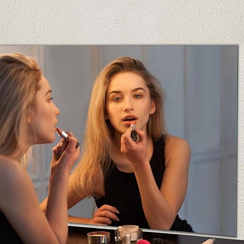 Miniatura 8 de Espejo de baño de 28 x 36 pulgadas, moderno espejo de tocador de baño, espejo sin marco con borde pulido para dormitorio, sala de estar, entrada,