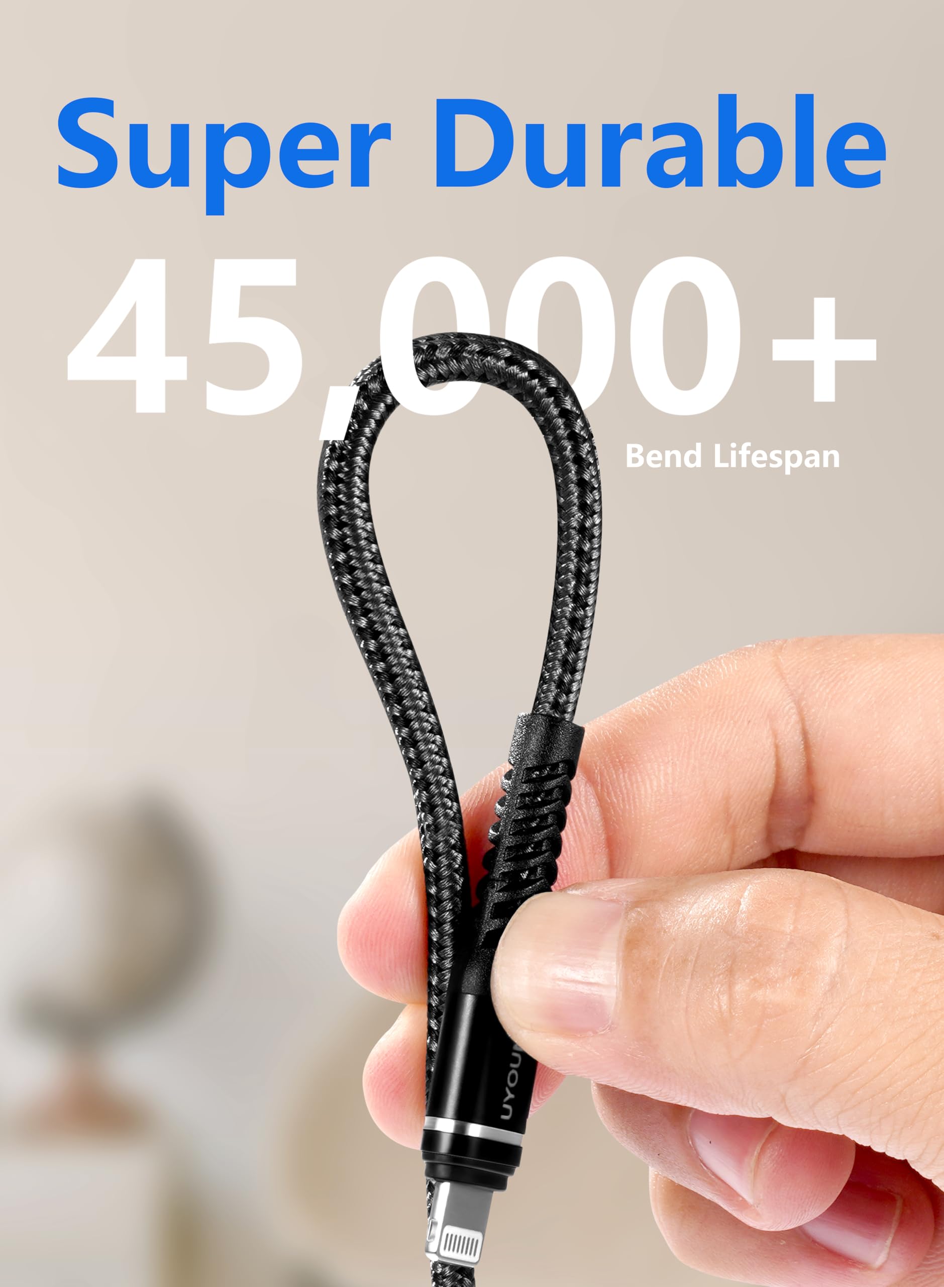 Cavo di ricarica da USB C a Lightning intrecciato per iPhone 14, 13, 12, 11, 8, 7, 6, SE, XR, XS X, iPad, colore: nero