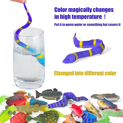 Miniatura 2 de Paquete de 12 juguetes de animales marinos que cambian de color, figuras de animales oceánicos que cambian de color, juguetes de baño sin moho para