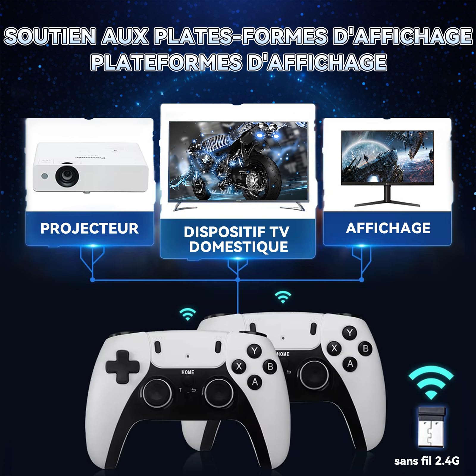 M15 Console de Jeu rétro Retro Game Stick 4K,50000+ Jeux,28 Émulateur,Console de Jeux Portable HDMI avec Deux Manettes sans Fil 2.4Ghz,Console de Jeux vidéo rétro Plug and Play pour TV (128G)