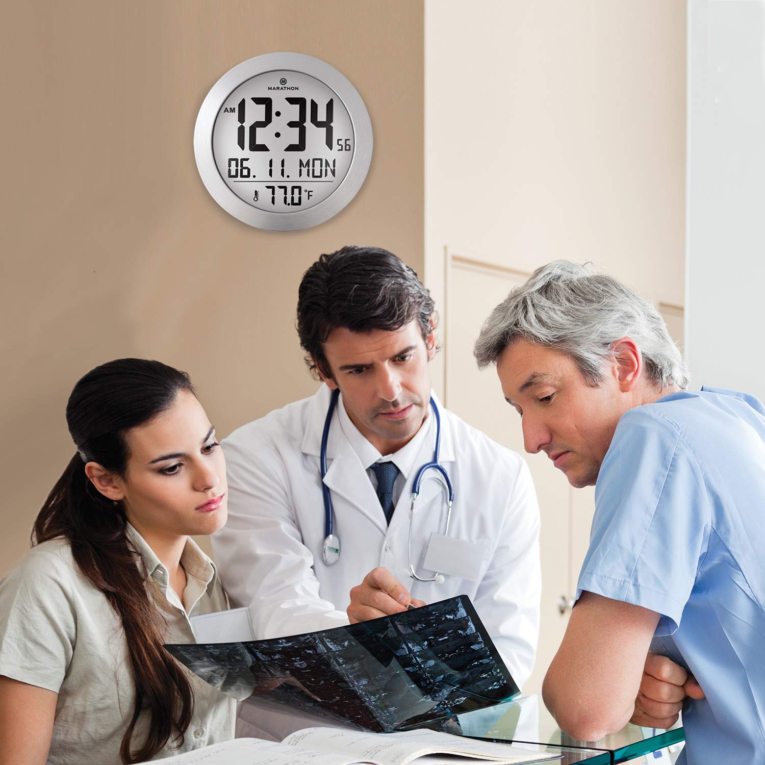 MARATHON 25.5 cm Digital Wall Clock with Date & Indoor Temperature Buy