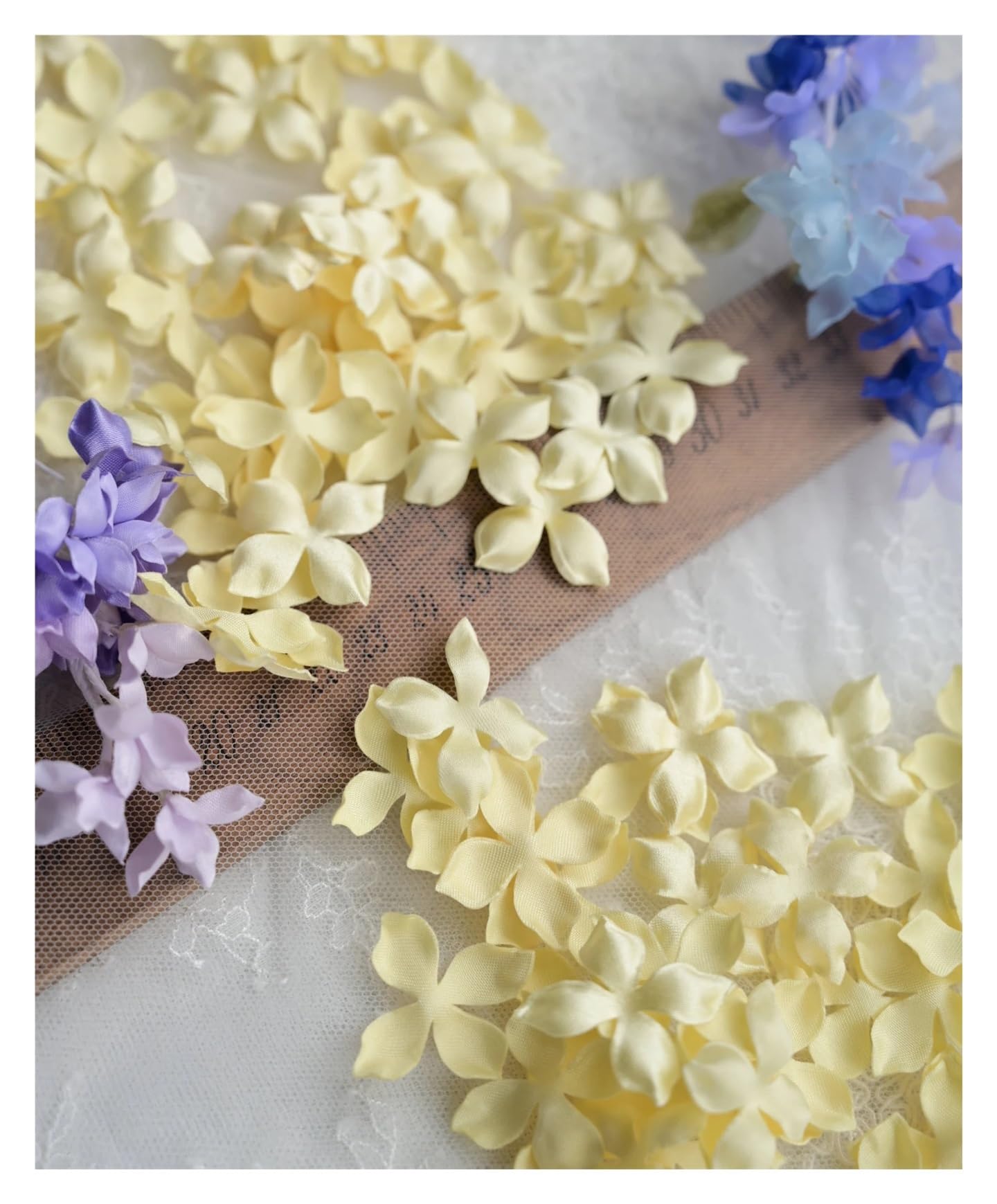Wtaxbh Yellow Iron On Patches Artificial Flower Petals 3Cm Petal Fake Wedding Homedecor Diy Scrapbook Card Craft Satin Applique 100Pcs(Yellow)
