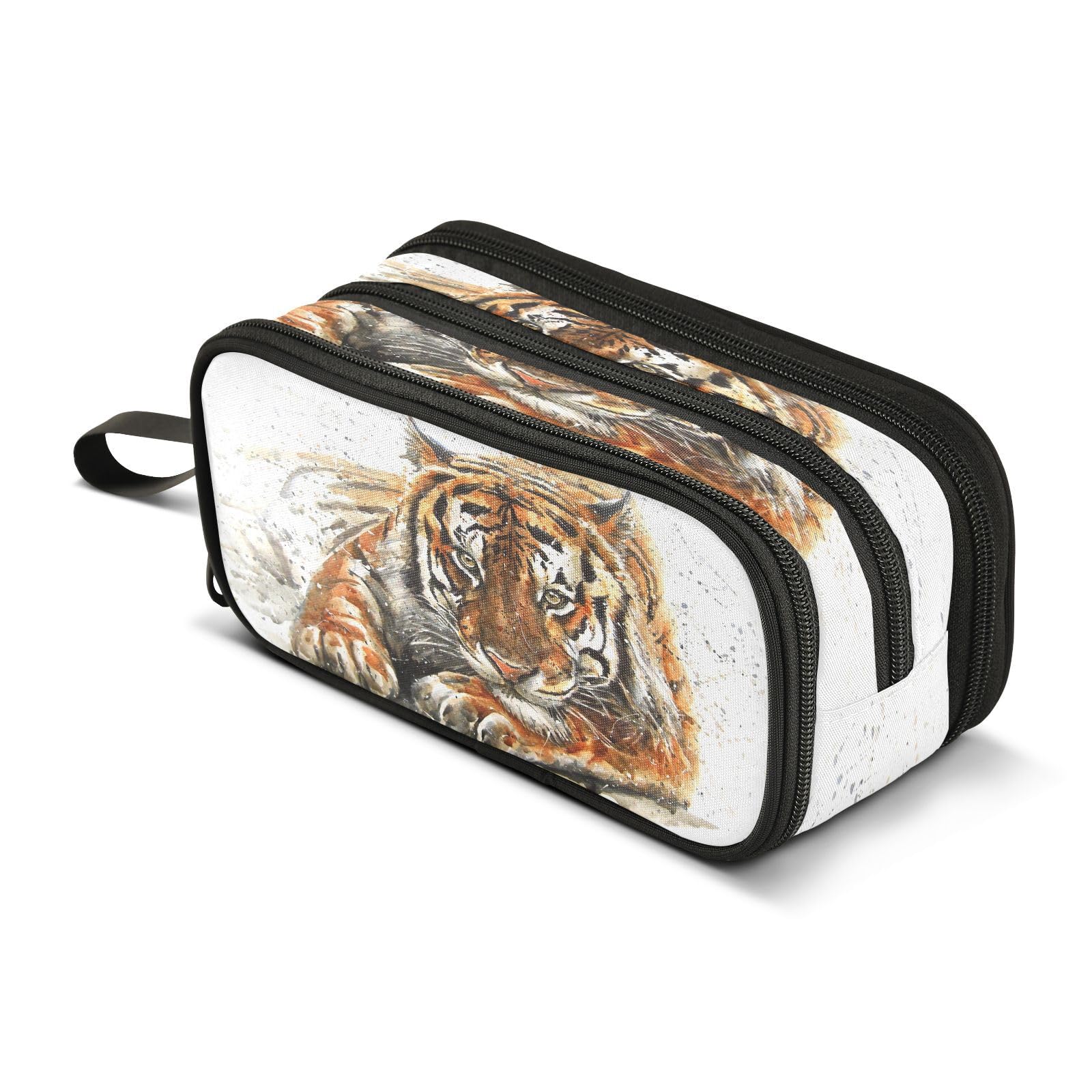 Mnsruu Forest King Tiger Pencil Case Large Capacity Pen Bag Girls Boys Pencil Pouch Stationery Organizer Holder Zipper Pen Case for School Office
