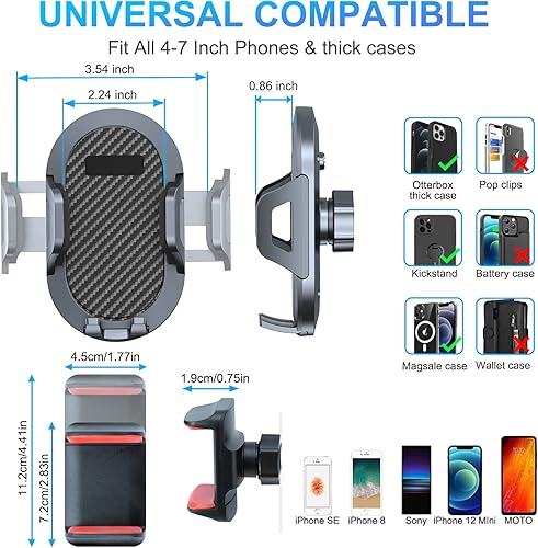 Miniatura 5 de Soporte de teléfono para Jeep Wrangler JL JLU 2018-2023 y soporte de teléfono multimontaje para Jeep Gladiator JT Dash 2020 2021 2022 2023 con