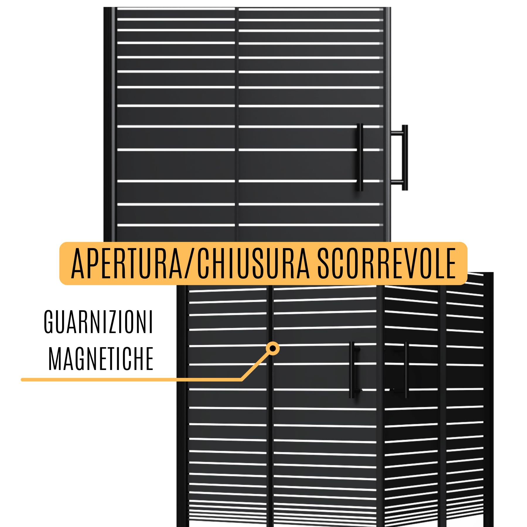 ZIK - Box Doccia 80x80 Angolare 2 Lati Nero (Altezza 190) Cabina Doccia Completa in Vetro Temperato 6mm Reversibile, Box Doccia Completo con Porta Scorrevole, Tutti i Componenti sono Inclusi
