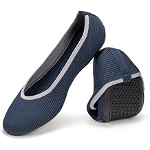 Frank Mully Womens Ballet Flats Round Toe Walking Flats Slip On Work Shoes Knitted Flats Shoes for Woman Soft Lightweight