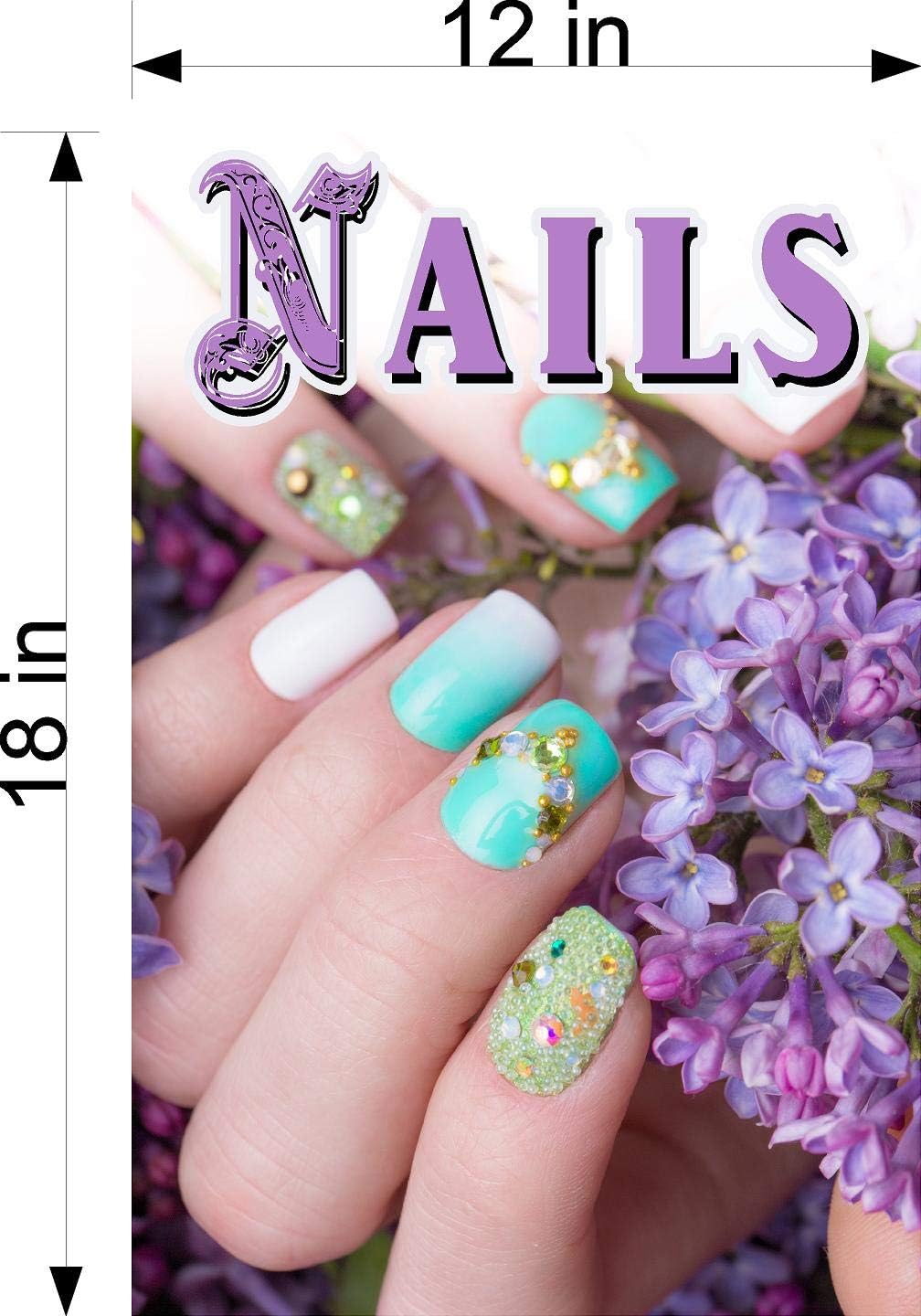 Nails I Nail Salon Sign Advertising Marketing Décor Vertical (Wallpaper Poster with Adhesive Backing, 18")