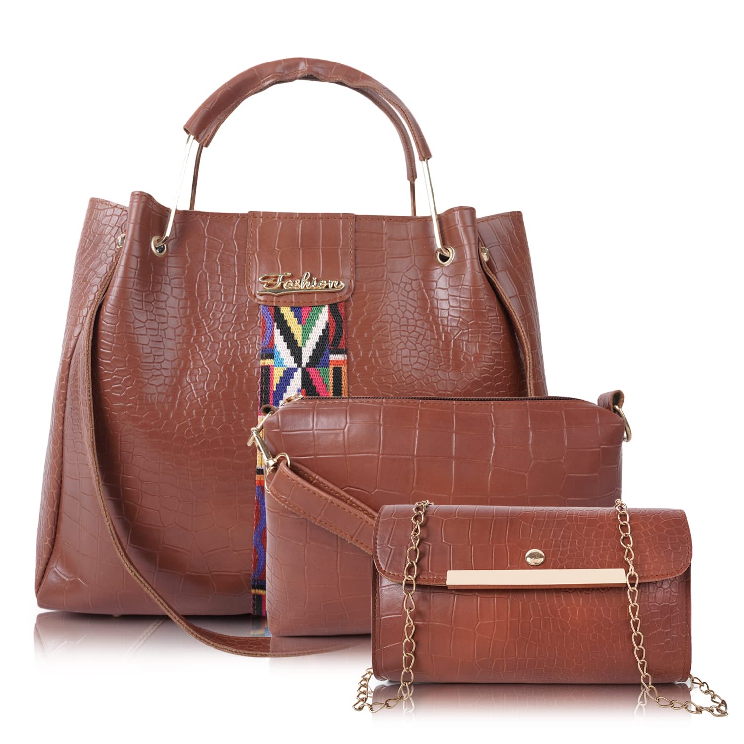 Envias Leatherette Handbags For Womens Ladies Combo Of 3 (D-52-Brown) (B0C2ZDQGJV) Amazon Price History, Amazon Price Tracker