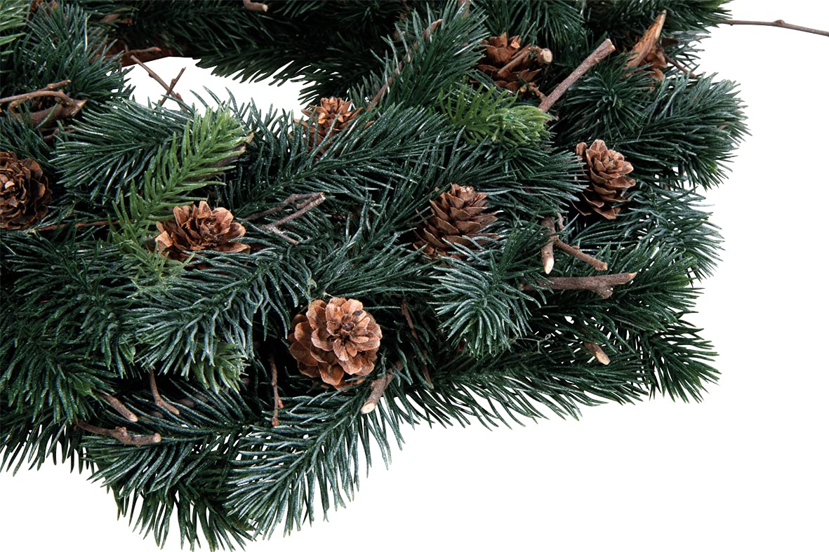 Rayher Tannenkranz, 40 cm ø, mit echten Lärchenzapfen und echten Ästen, Tannengrün, dekoriert, künstlicher Adventskranz, Türkranz, Wandkranz, 55950444