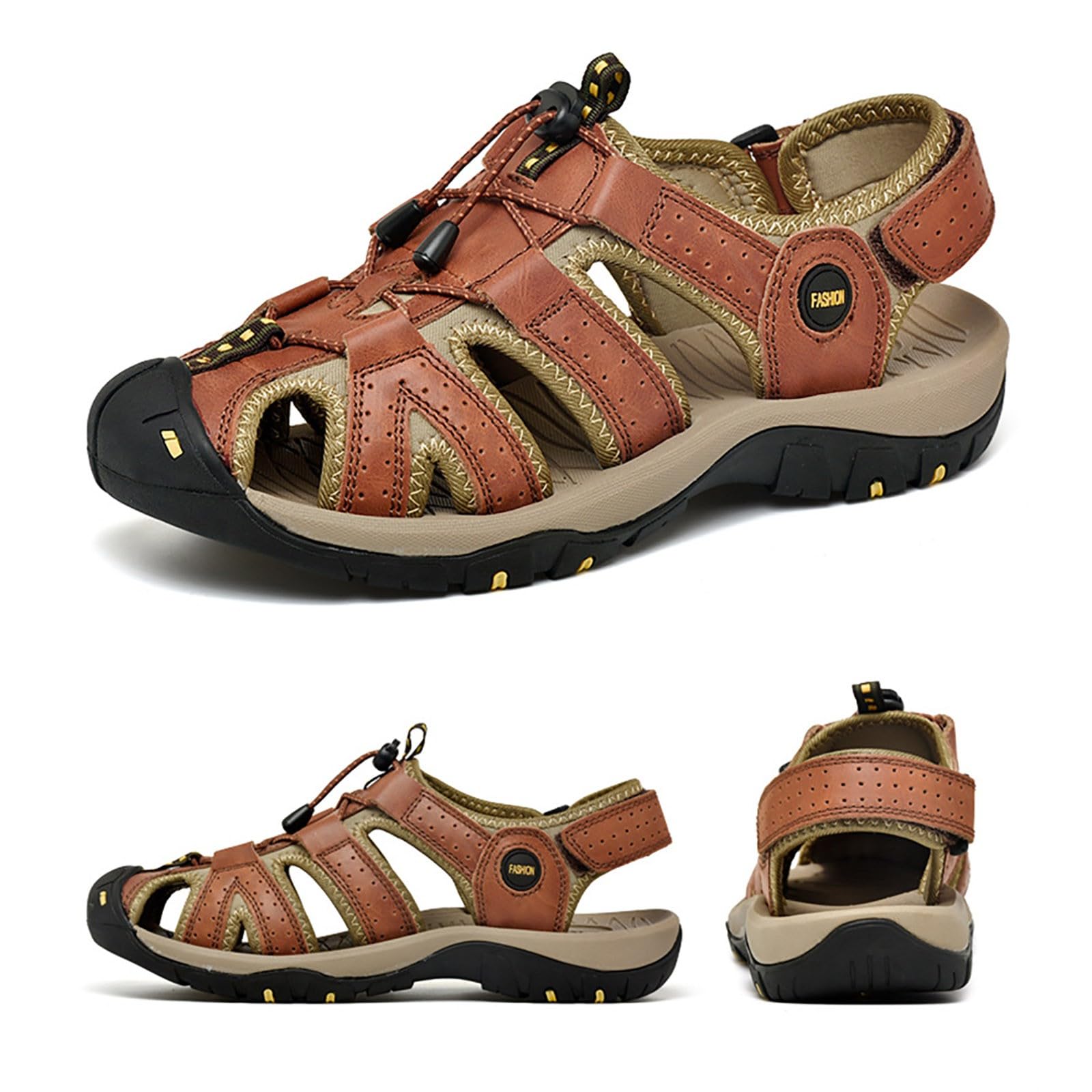 Sandalias de piel para hombre, sandalias de senderismo, sandalias de trekking, zapatos de exterior, sandalias cerradas transpirables, sandalias deportivas de verano, zapatos casuales, zapatos