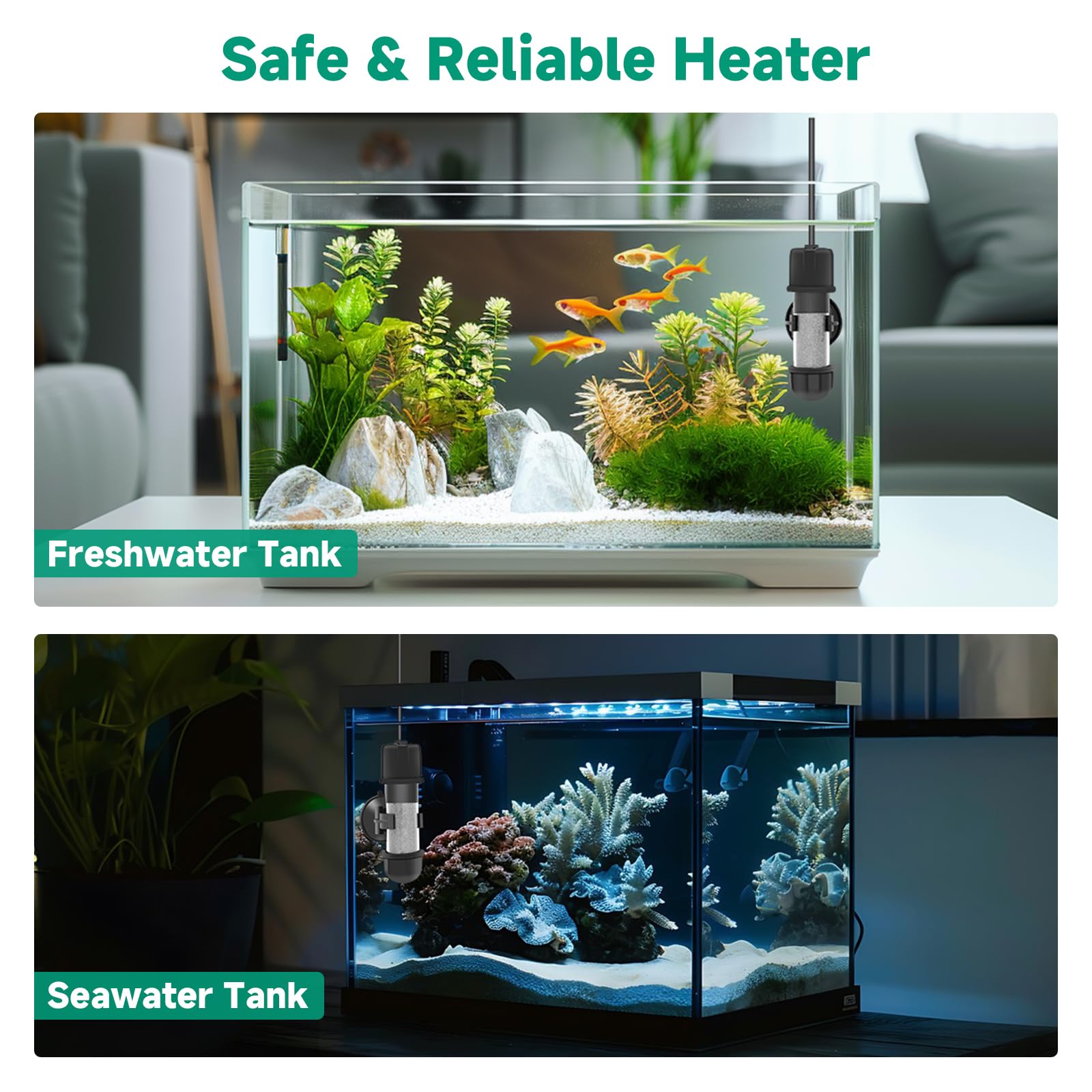 hygger Aquarium Heater Mini 10W Fish Tank Heater, Submersible Glass Heater, Adjustable Temperature Controller 15-34℃ - Image 4