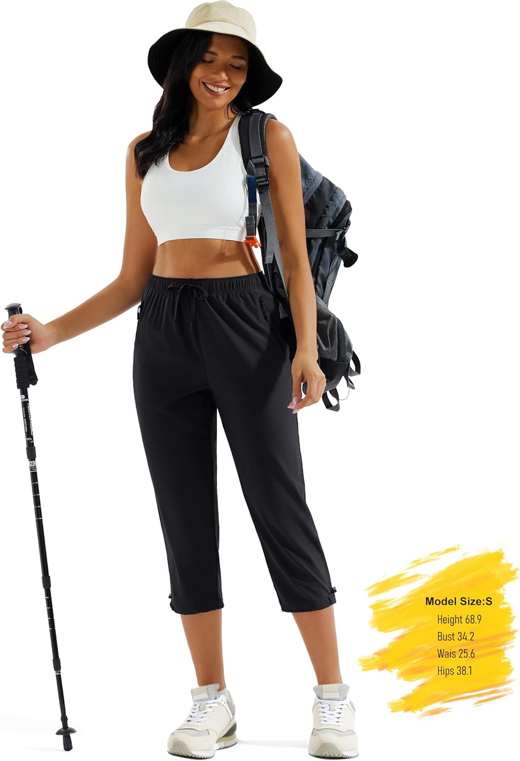 MAGCOMSEN Women's Hiking Capris Pants UPF 50+ Lightweight Quick Dry Workout Travel Summer Casual Pants Zipper Pockets - Image 6