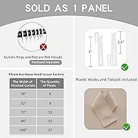 Vista 90 de Cortina plisada de 96 pulgadas de largo, con aislamiento térmico para oscurecer la habitación, cortina plisada con ganchos y alzapaños para sala