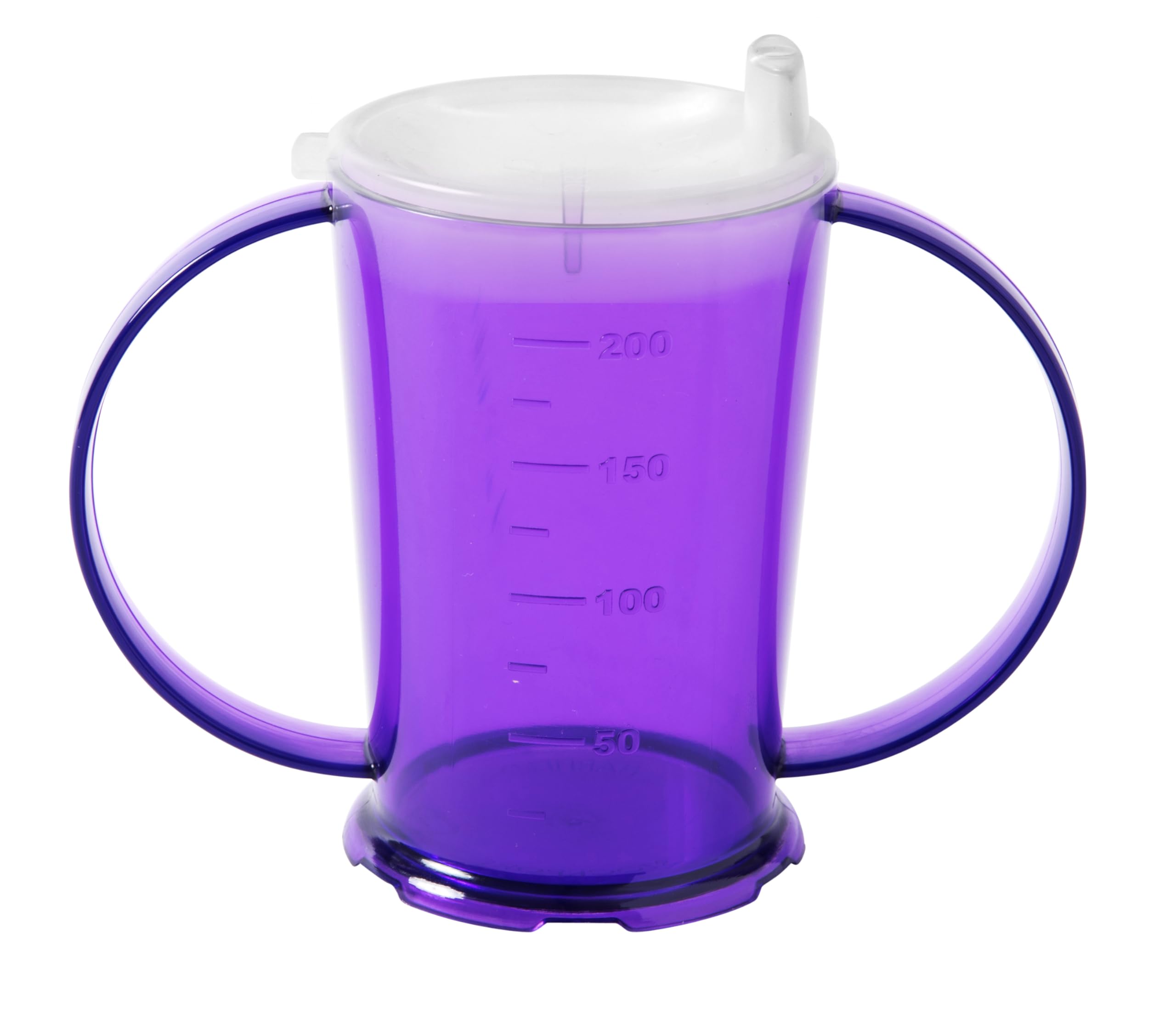 Harfield Translucent Purple 2 Handled Beaker & Narrow Spout Drinking Aid Sippy Cup Reusable Virtually Unbreakable Copolyester Plastic