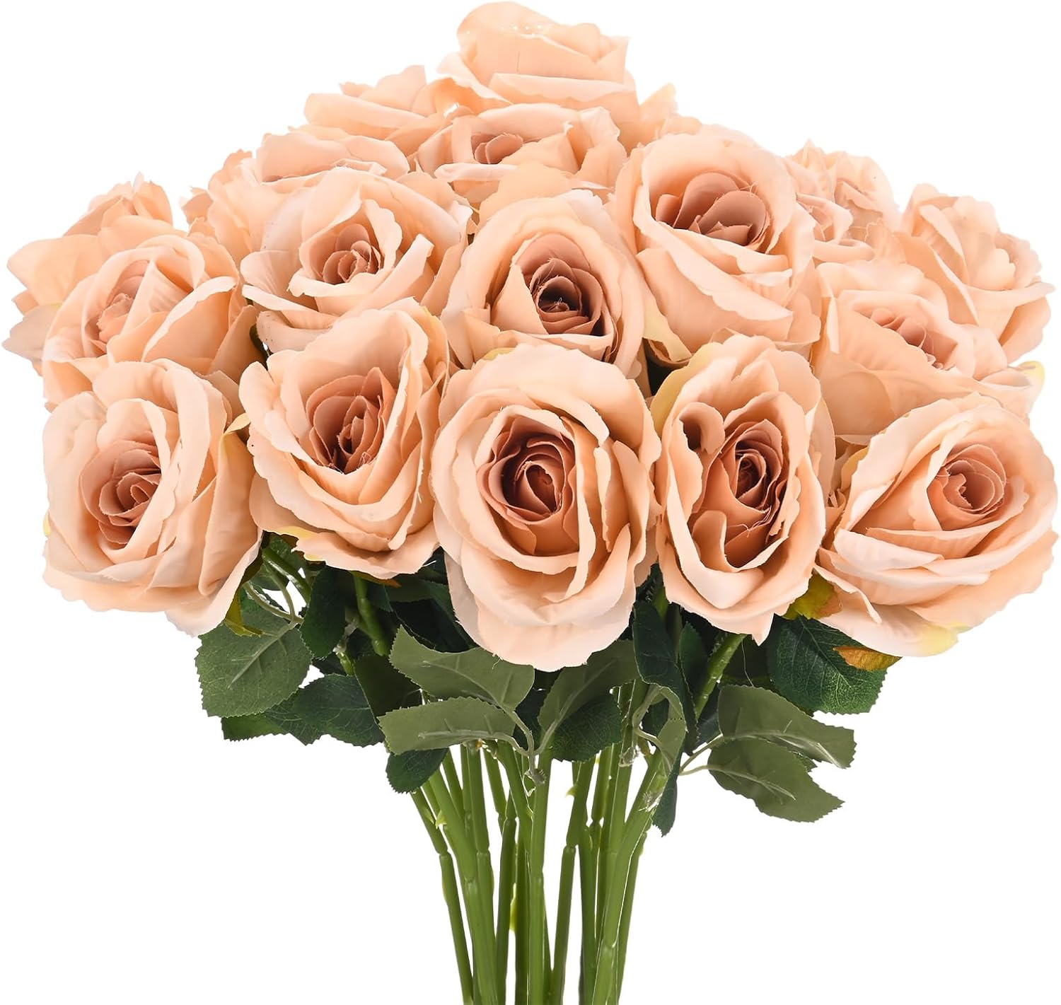 M METERXITY 20-Pack Rose Artificial Flowers with Long Stem, Silk Faux Roses Plastic Bouquets Real Touch Faux Flowers for Home Decor/Wedding/Christmas/DIY/Party/Garden Office [Bright Red]