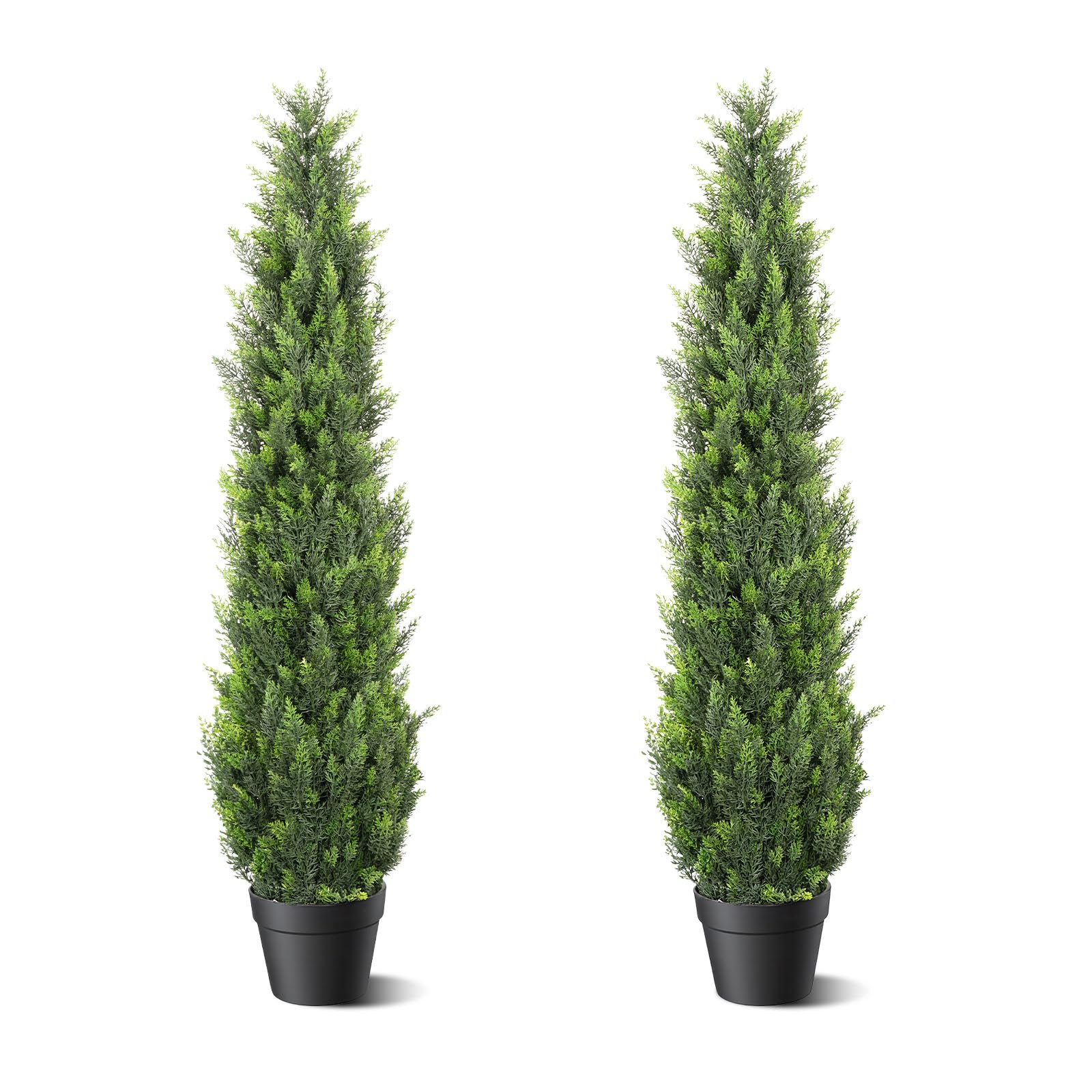 zylwtsntkn 5FT Artificial Cedar Topiary Trees 2 Set, Realistic Fake Cypress Tree Tall Faux Pine Shrubs Plants Artificial Cypress Trees for Home Offices Porch Decor