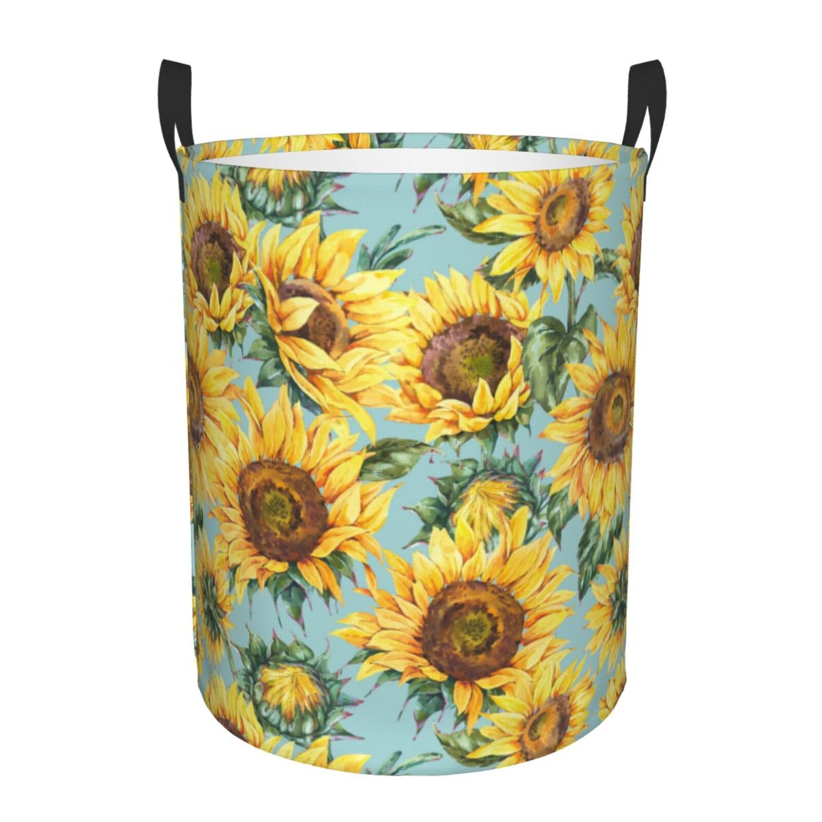 Laundry Basket Sunflower Wildflowers Laundry Hamper Waterproof Idea Hampers Large Collapsible Baskets with Handle Suitable for Bedroom Bathroom Utility Room Kitchen