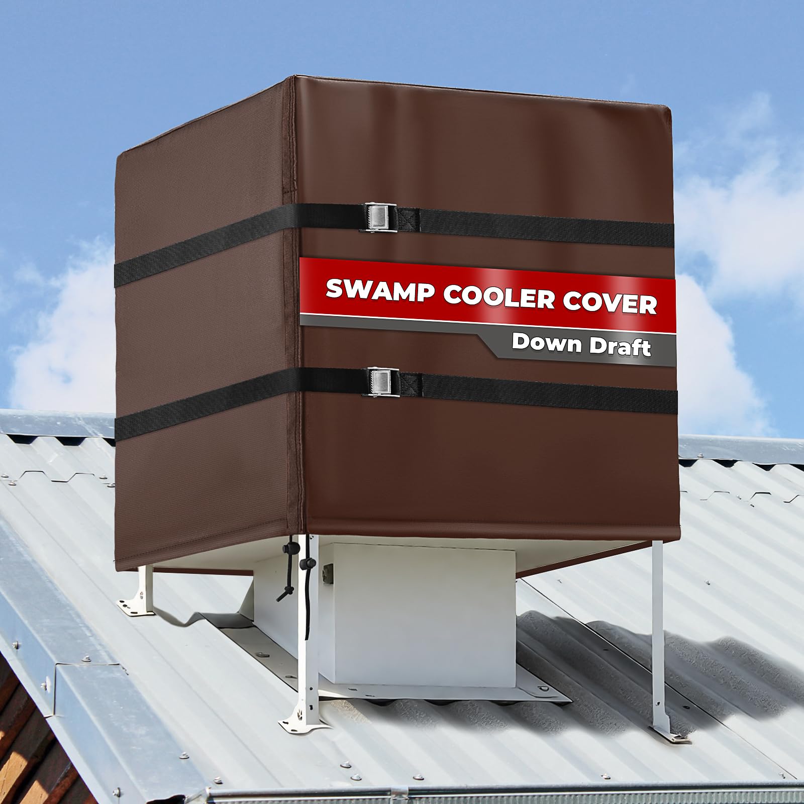 Down Draft Swamp Cooler Cover for Evaporative Cooler 46"Wx46"Dx26"H, Brown