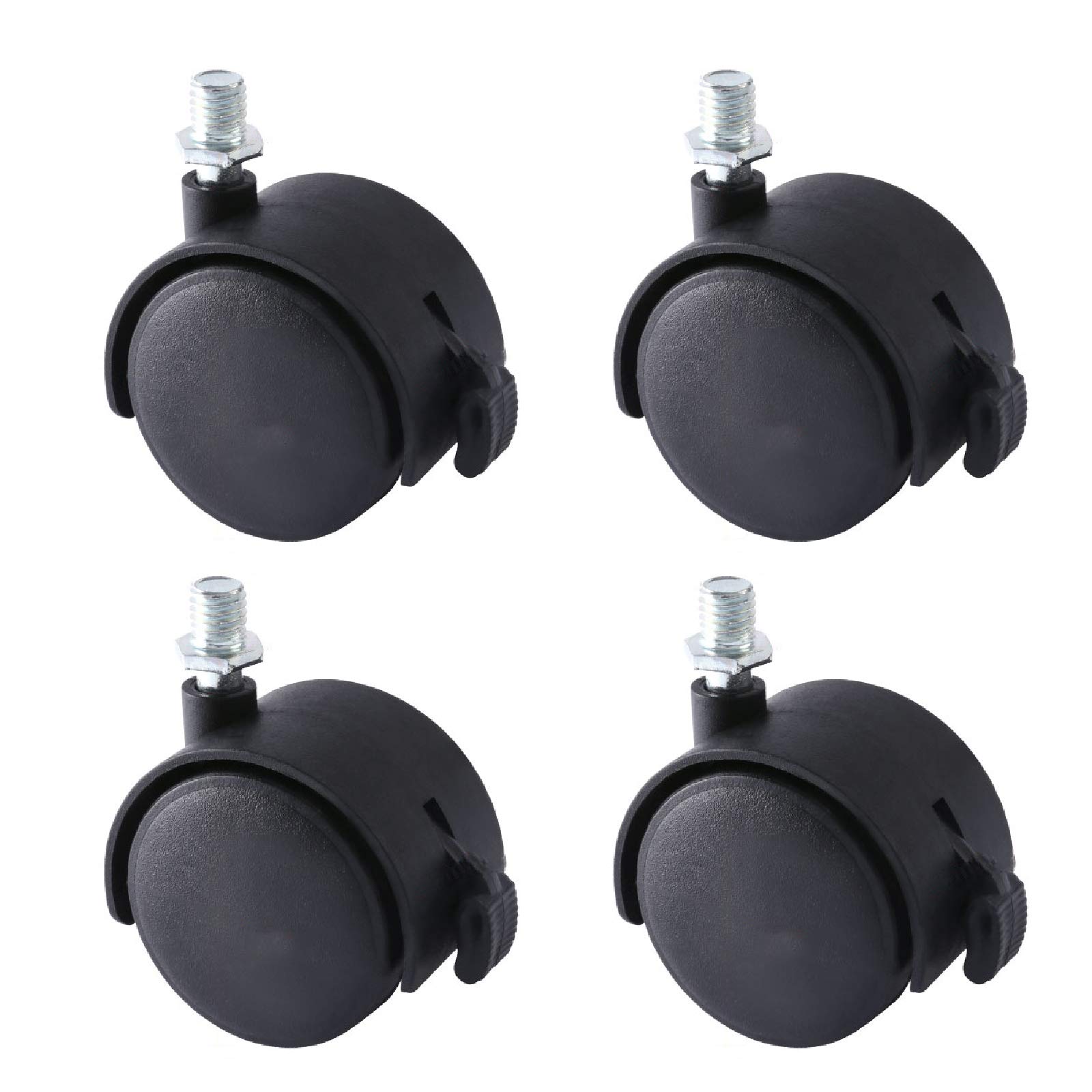 Roulettes pivotantes M8 noires de 2 pouces lot de 4 pour meuble et établi