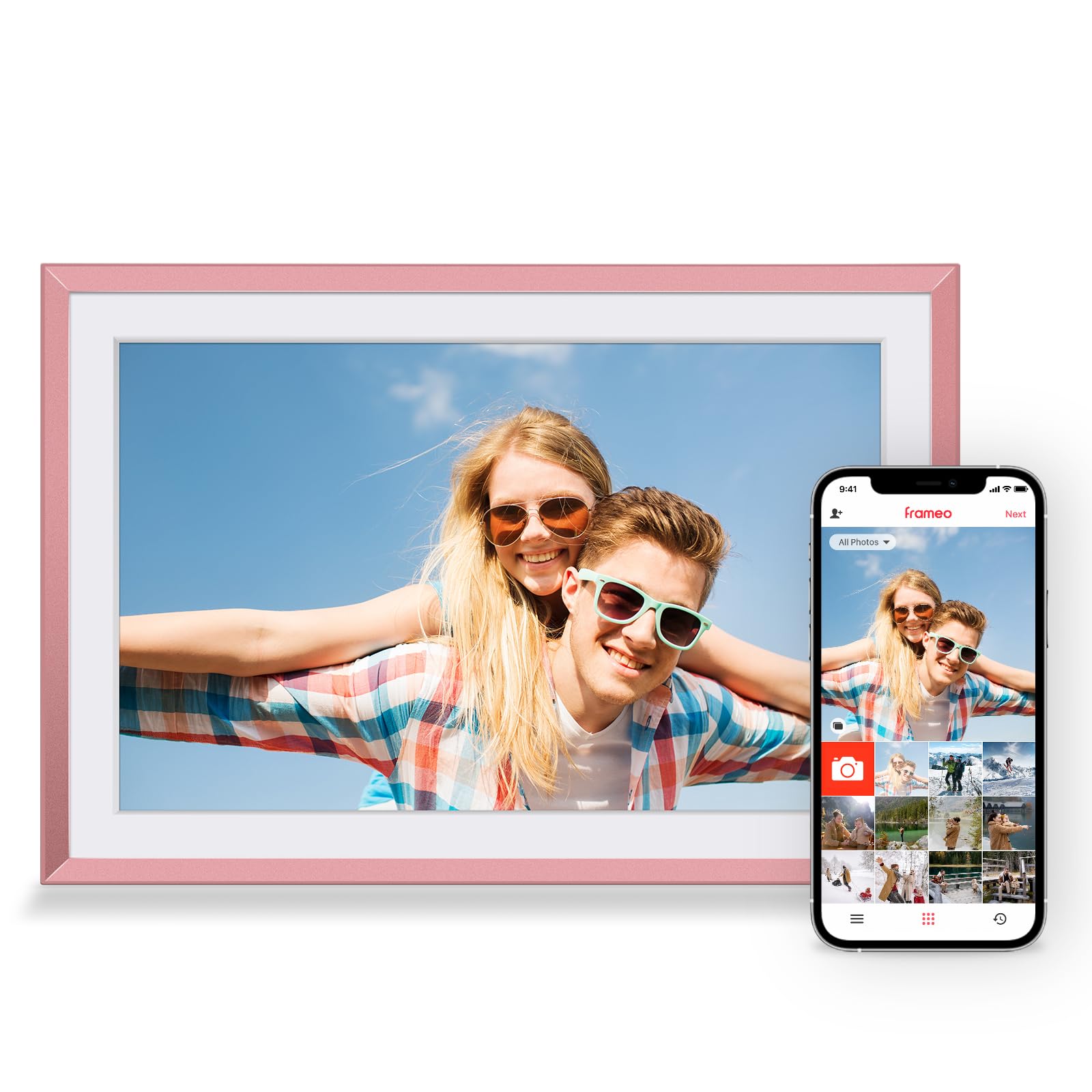 Digital Picture Frame?Built-in 32GB| Frameo WiFi Digital Photo Frame with 10" Touch Display, Send Pictures or Videos Remotely, Easy Setup, Great Gift for Her | Pink