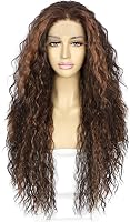 Sapphirewigs Göndör Csipke Paróka - Csokoládébarna Szintetikus Női Paróka Hőálló Anyagból, 66 cm Hosszú, Napi és Alkalmi Viseletre 1