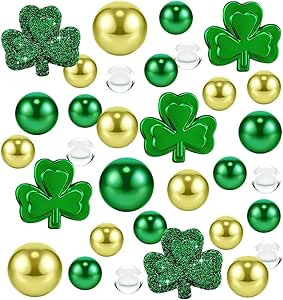 St. Patrick's Day Glitter Foam Decor Set - 60 Shamrocks, Top Hats & Coins With 20 Sticks For Vase Fillers