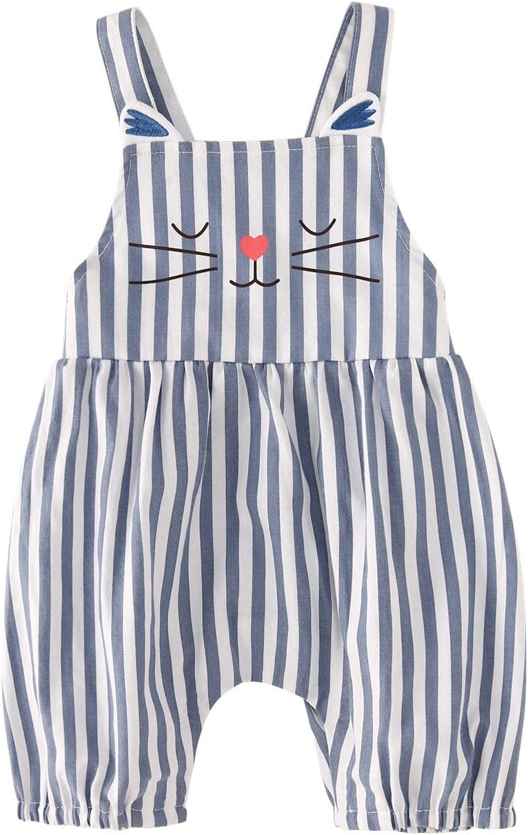 pureborn Baby Boy Stripes Cartoon Jumpsuit Toddler Kids Overalls Pants Outfits Blue 2-3 Years