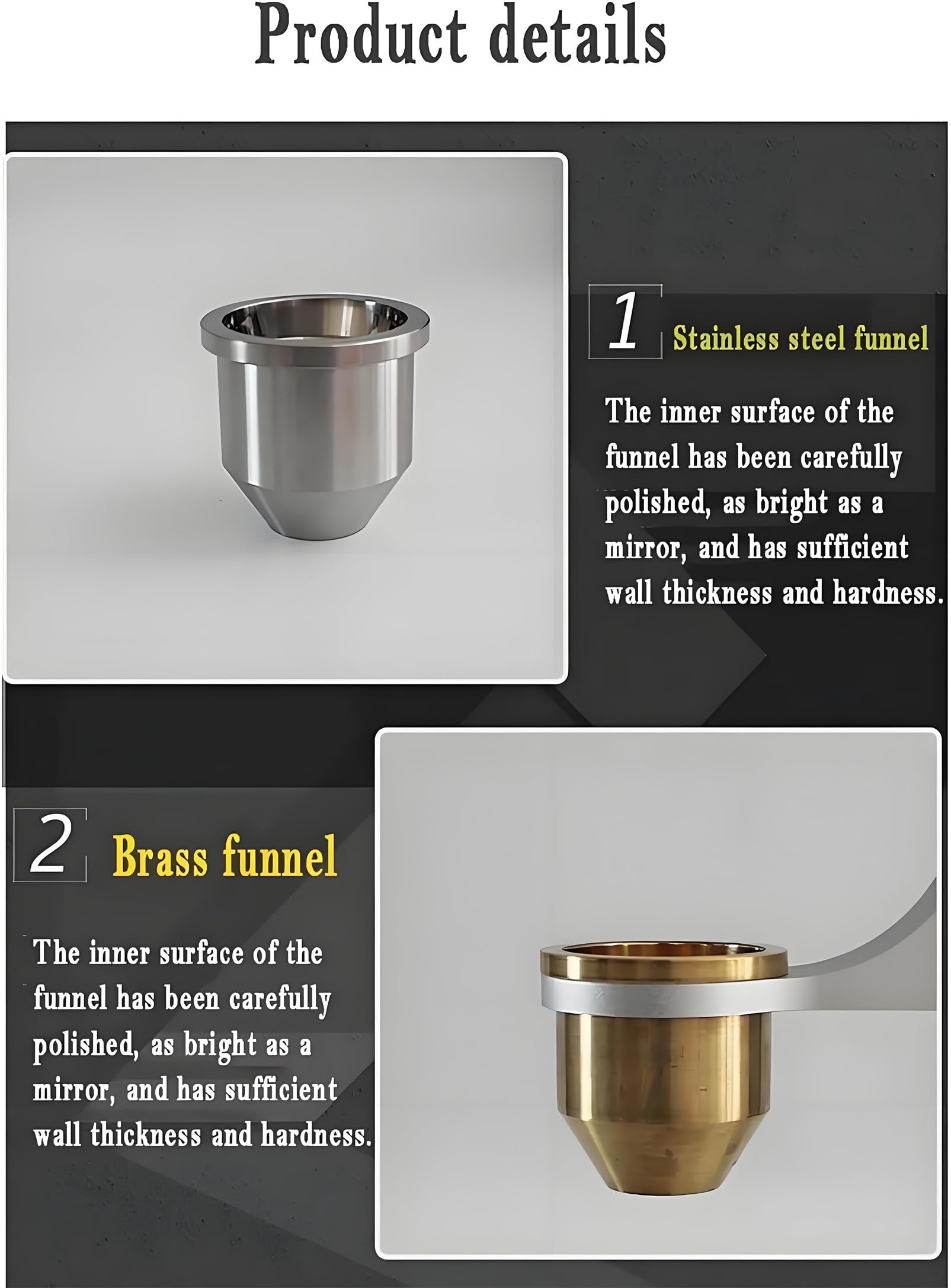 Medidor de Flujo Hall y densímetro de Polvo con embudos de 2,5 mm y 5 mm para Pruebas de Polvos metálicos y no metálicos. Cumple con Las Normas ASTM B213 e ISO 4490 Stainlesssteel-2.5mm