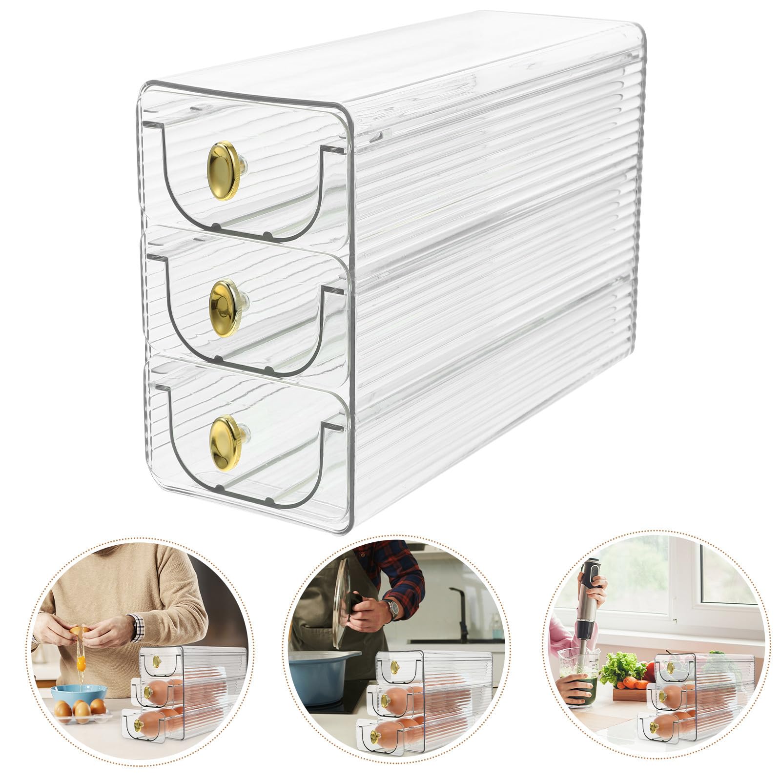 Contenedor de Huevos para Refrigerador de 3 Capas Abs Naranja | Diseño Auto-rolling, Gran Capacidad, Ahorro de Espacio en Cocina