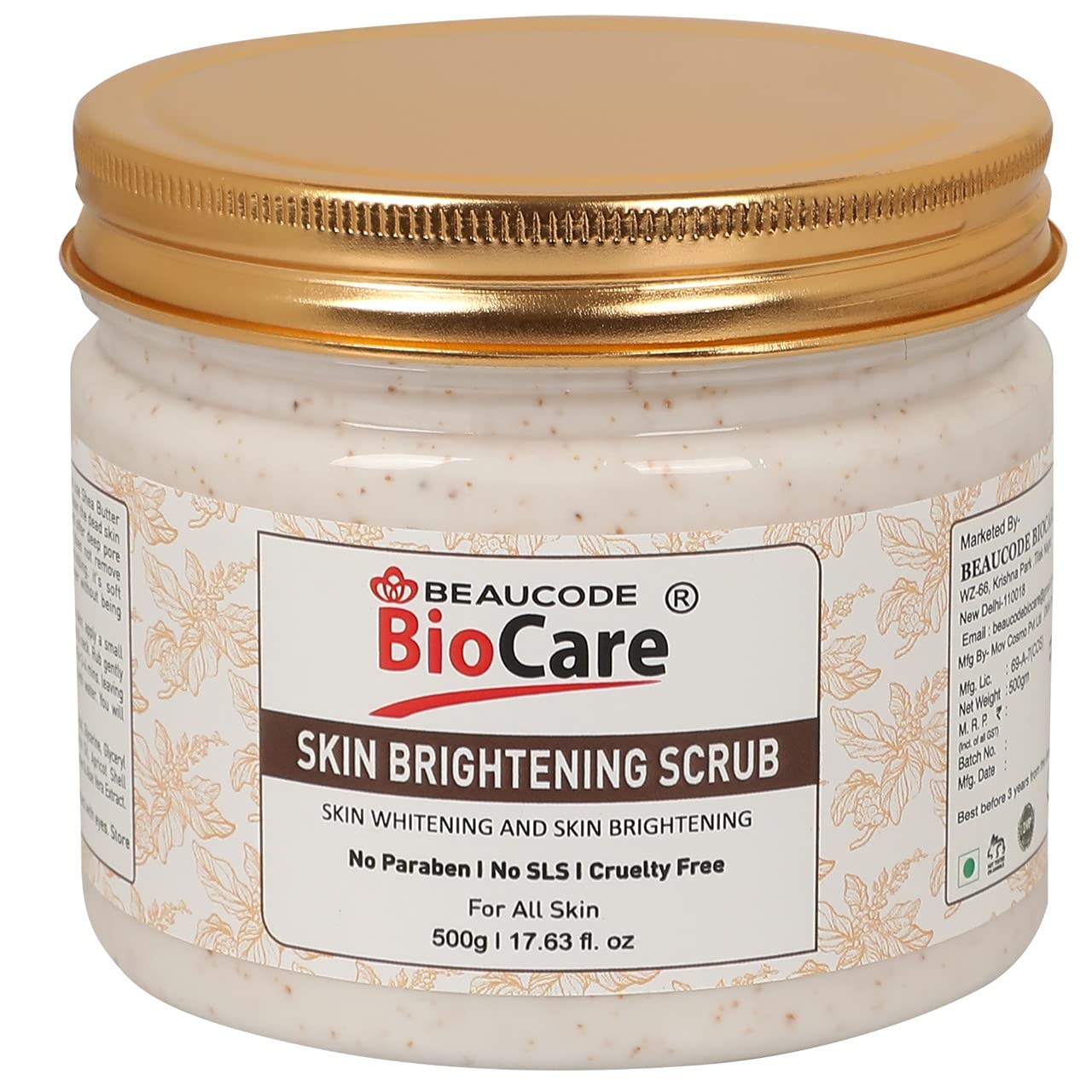 BEAUCODE BioCareSkin Glow Skin Brightening Face and Body Scrub || Facial || (Paraben| & Cruelty Free) - 500g