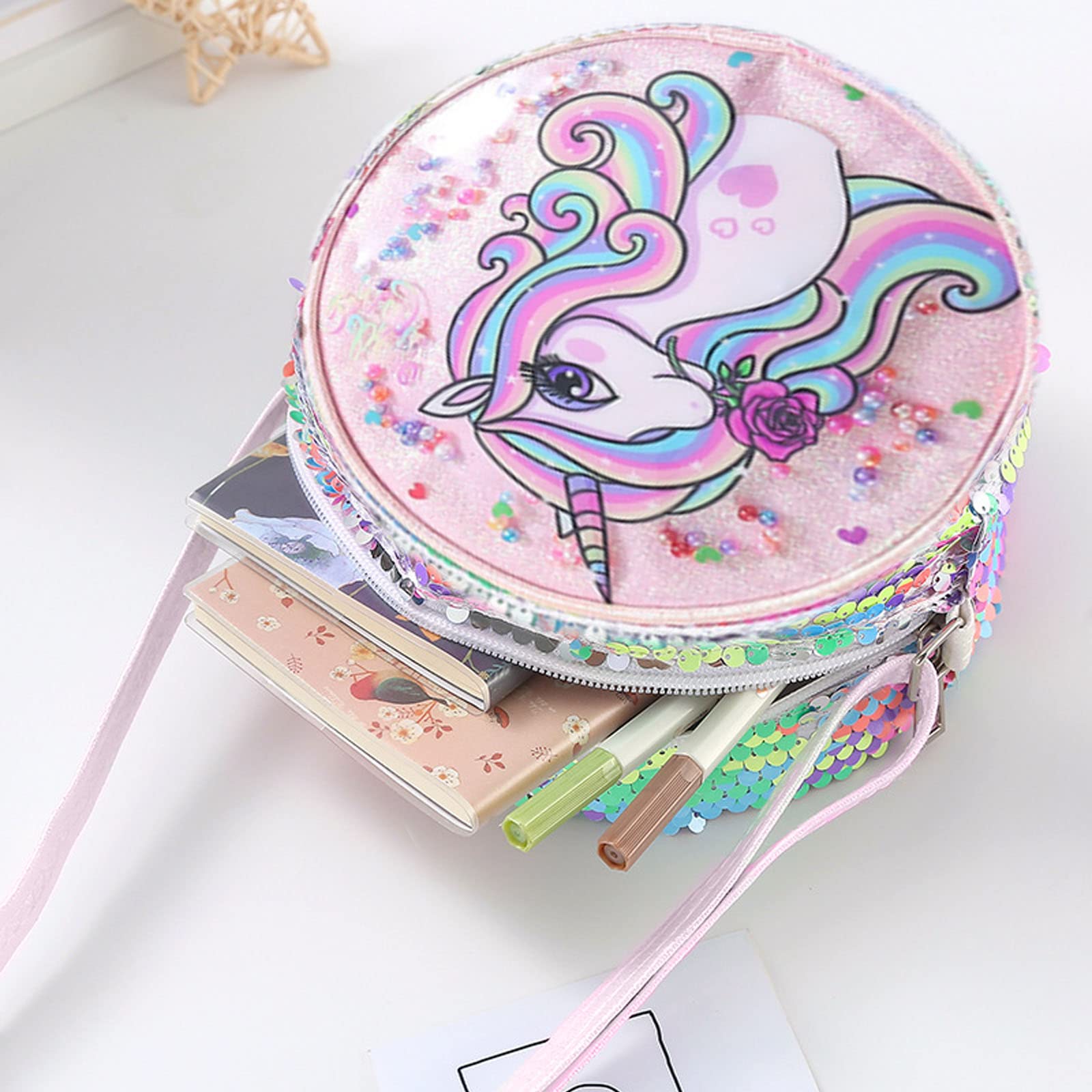 Bolso Bandolera Unicornios para Niñas, Unicornio Mochila Lentejuelas Niña, Bolso Mochila Unicornio Niña, para Compras, Viajes y Turismo
