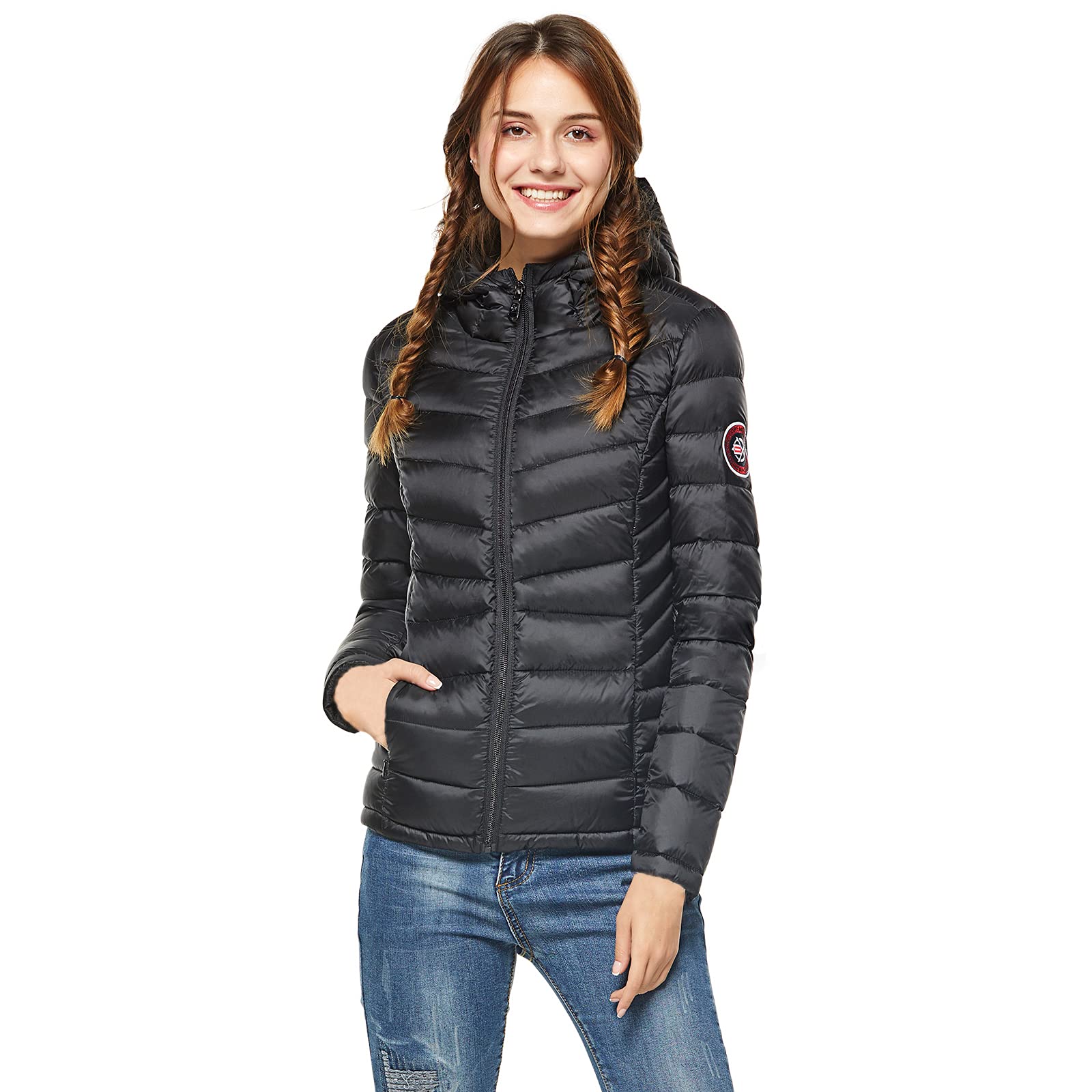 Extreme Pop Down Jacket for Women in Pure White Goose Down Hooded Ladies Jacket 6 Colours XS-XL UK Brand
