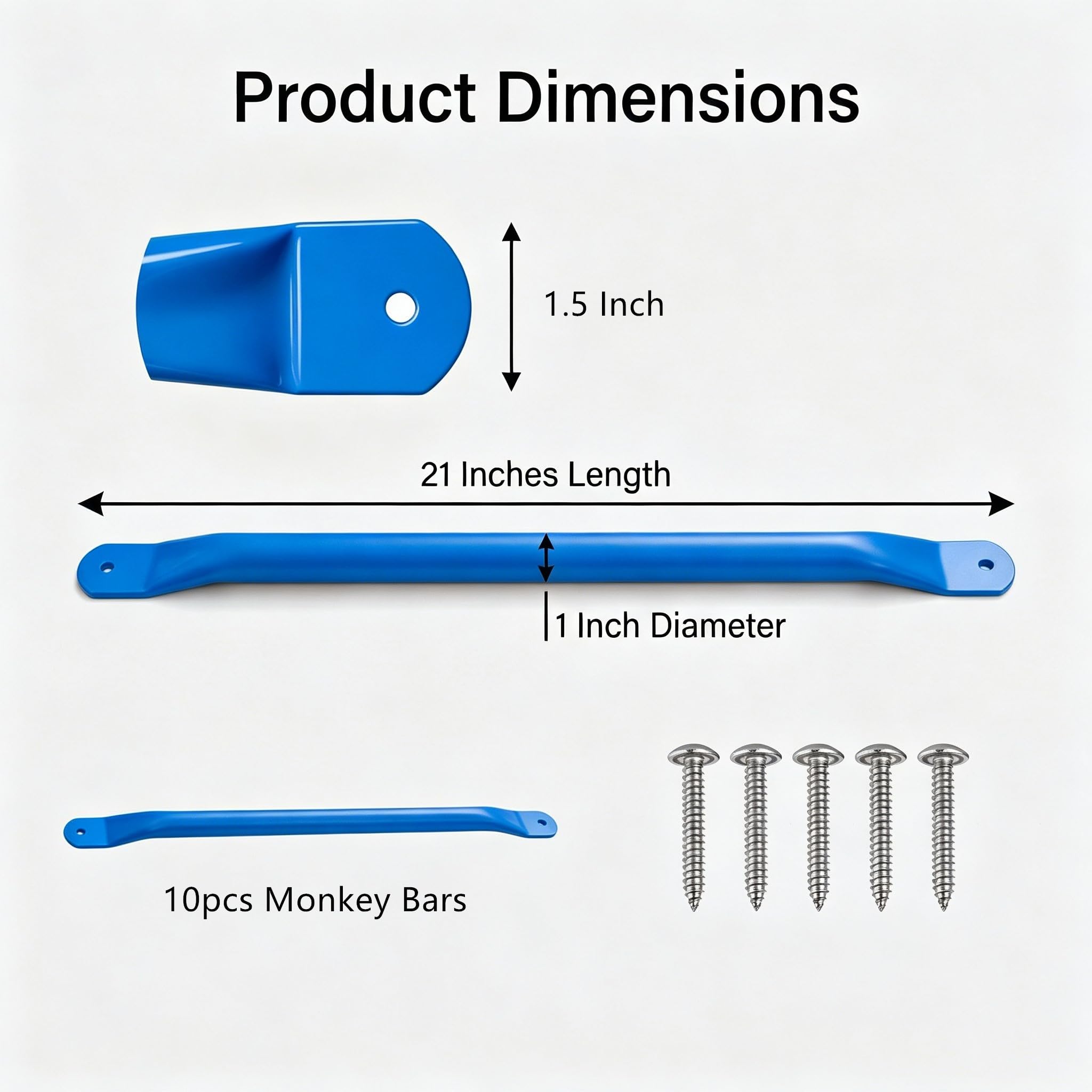 Kit de barras de metal de 21 pulgadas, peldaños de escalera resistentes para niños, juego de columpios para patio trasero y patio trasero y accesorios de juego (azul)