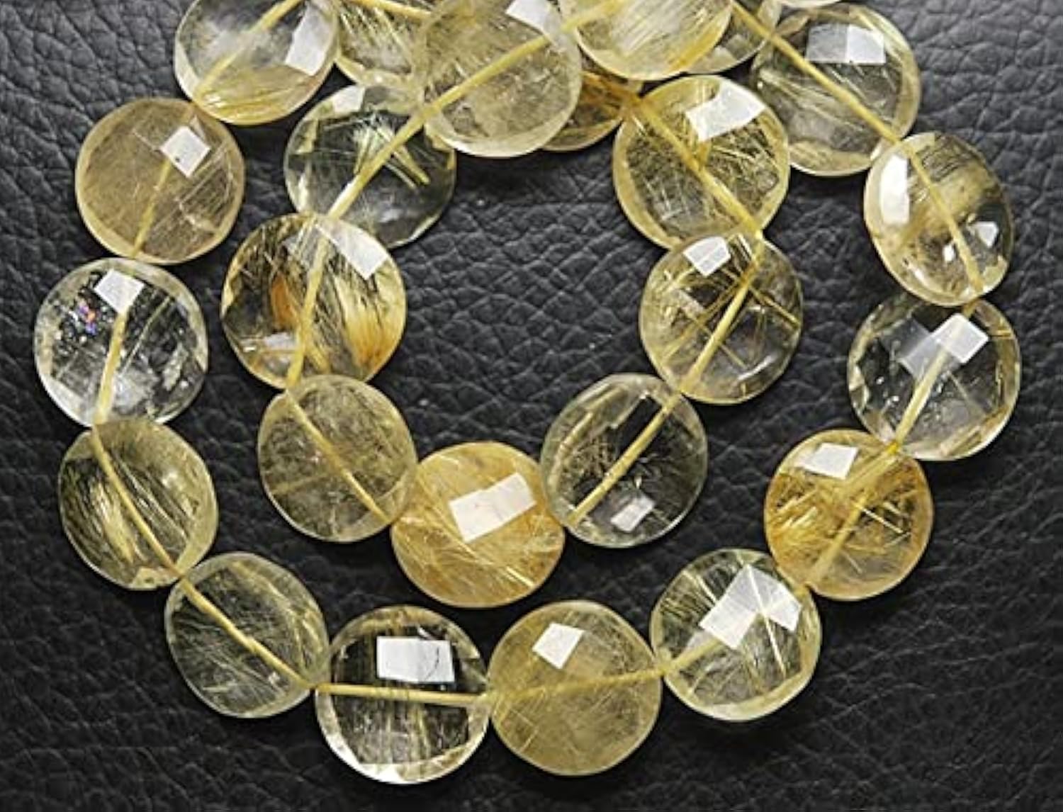 Quartz rutilé doré en perles facettées de 8-10mm pour éviter les défauts des fausses pierres