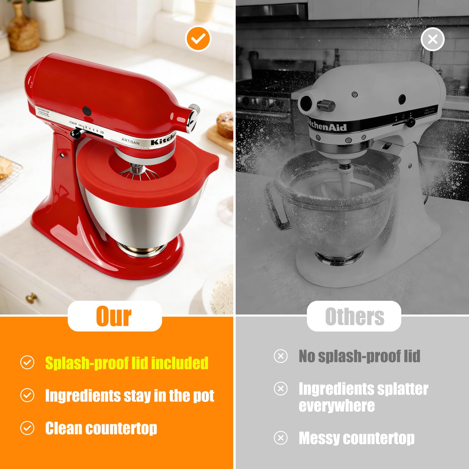 Silikonowe wkładki kompatybilne z miską miksera Kitchen Aid o pojemności 4,5-5 kwartału z uchylną głowicą, 2 pokrowce z pokrywkami (biały + zielony)