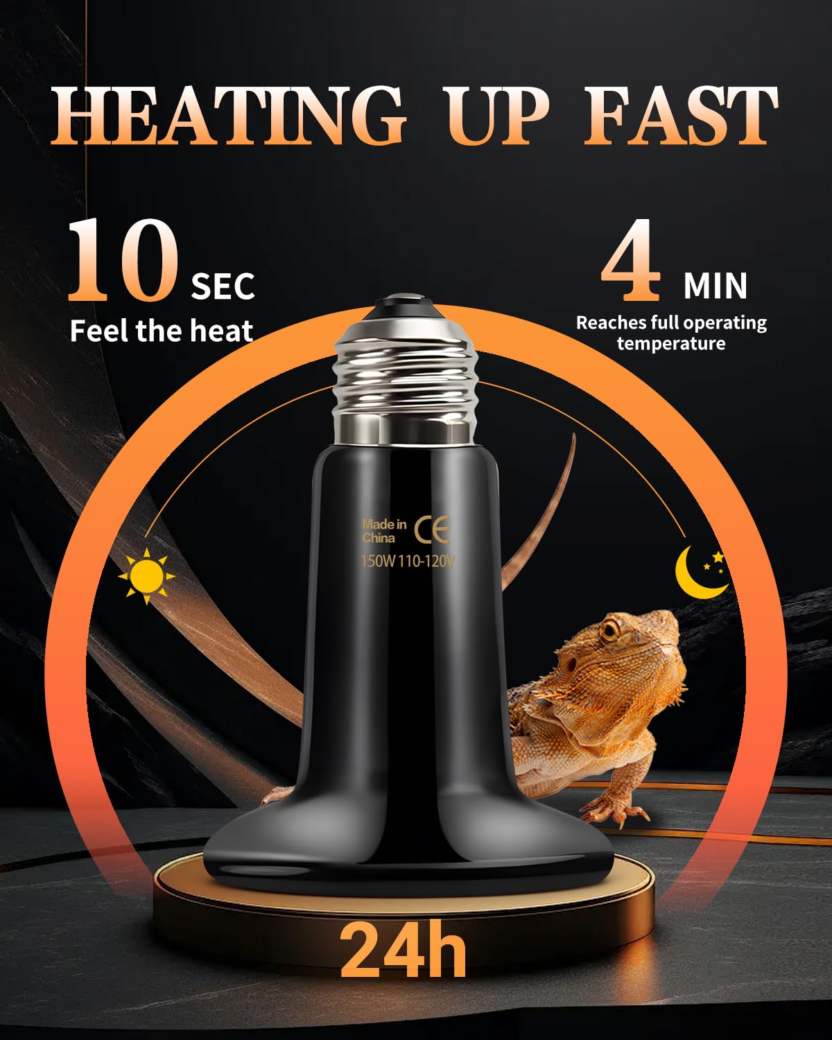Ruiandsion 150W Ceramic Heat Emitter Bulb 3-Pack – Long-Lasting Nighttime Heating for Reptiles & Poultry, Shatter-Resistant Design for Large Terrariums/Coops - image 3