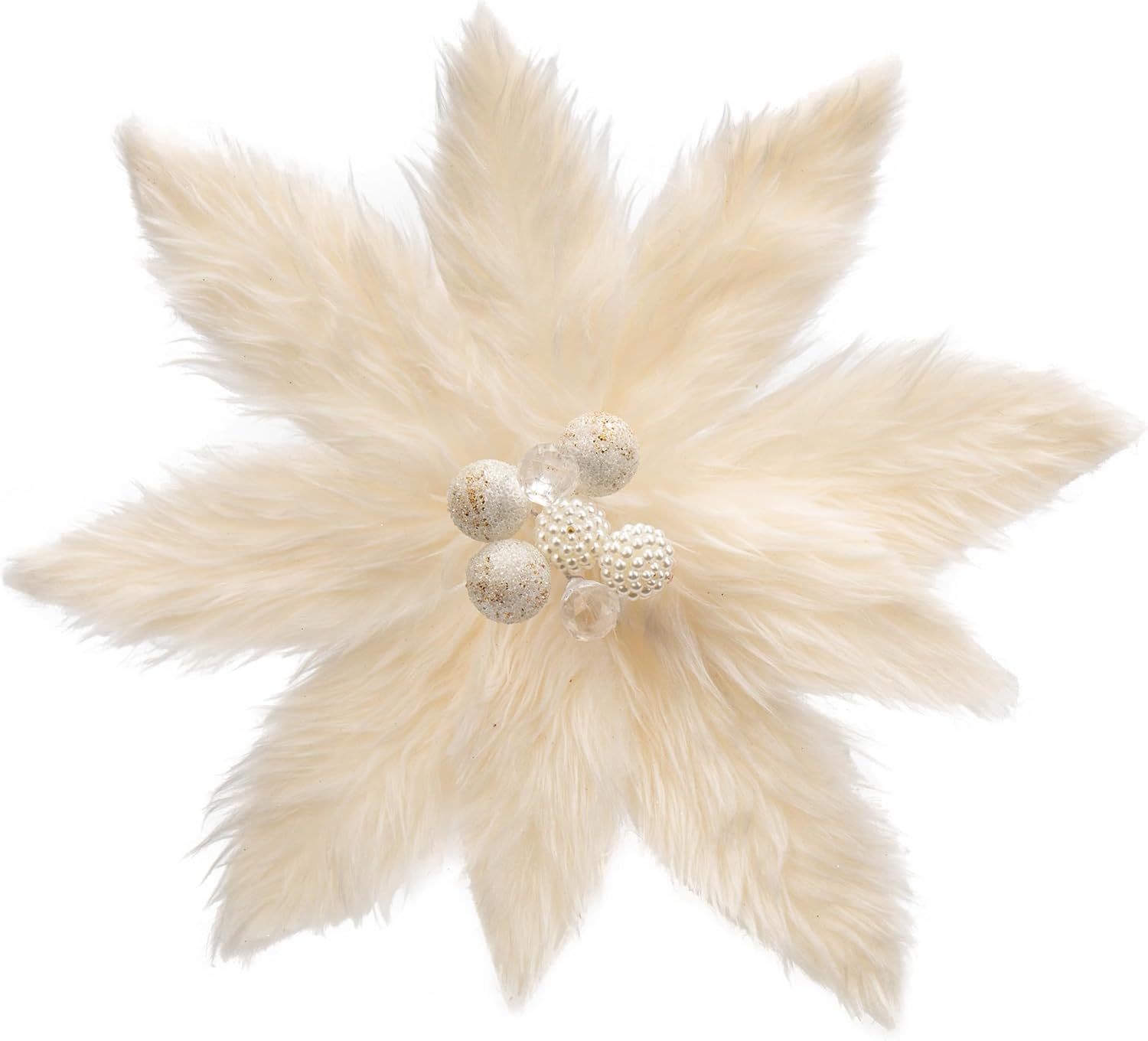 Briful 4PCS Poinsettias Artificial Christmas Flower Picks 11.8 Inch Large Plush Fake Flowers Spray for Xmas Tree Wreath Vase Party Wedding Table Centerpieces Decor(Creamy White)