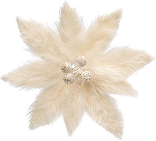 Briful 4 piezas de flores de Pascua artificiales de Navidad de 11.8 pulgadas, flores falsas de felpa grandes en aerosol para árbol de Navidad,