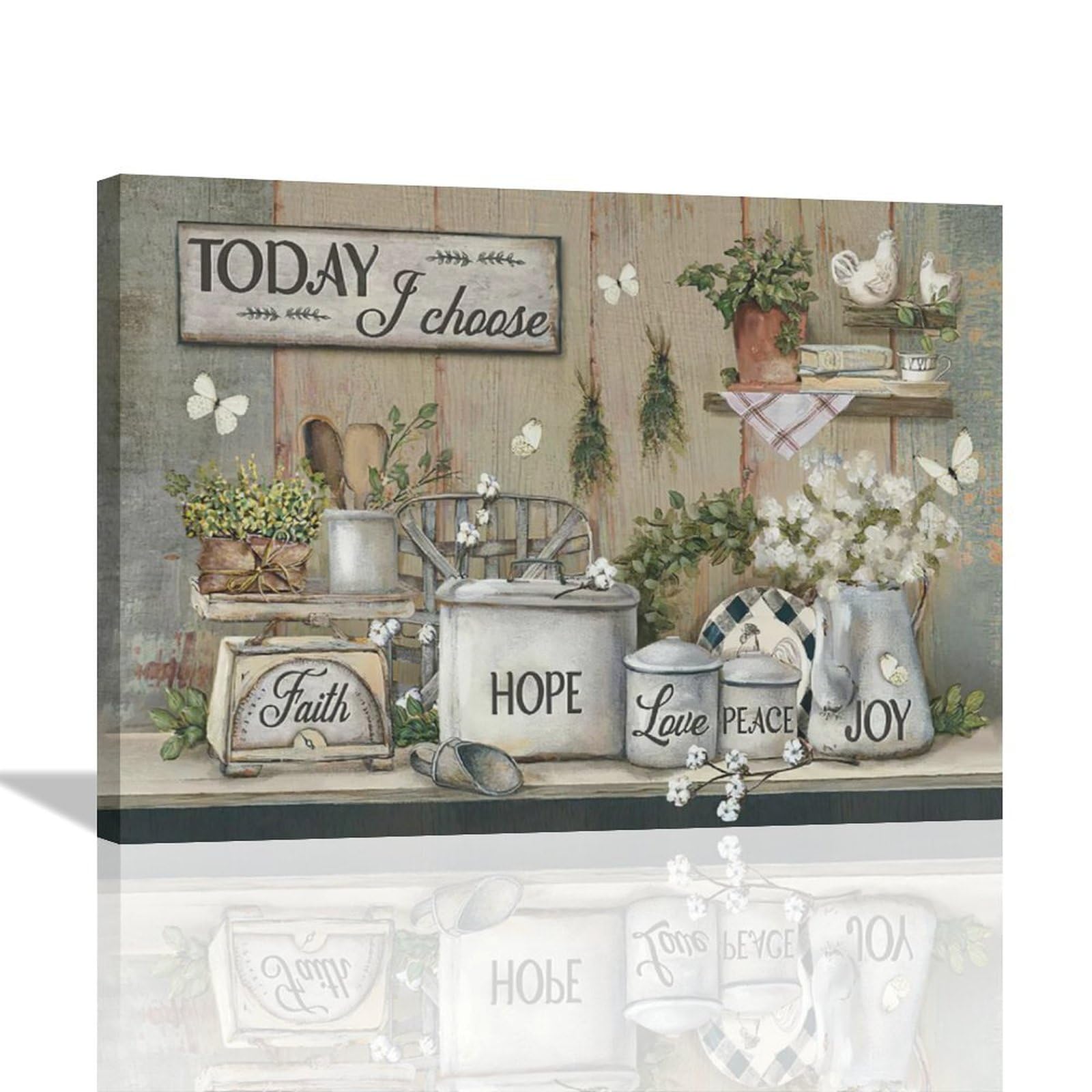 Rustic Kitchen Wall Art Farmhouse Pictures Wall Decor Country Dining Room Painting Prints Farm Today I Choose Joy Framed Artwork for Restaurant Ready to Hang 12"x16"