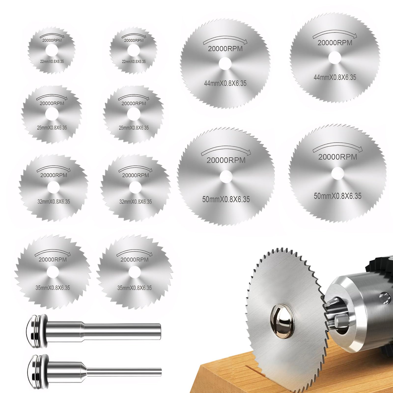 12 Pcs Drill Saw Blades for Dremel Rotary Tool Rotary Tool Cutting Discs for Stone and Glass Cutting High-Speed Steel Saw Blades with Mandrel for Use with Dremel Rotary Tools with 3.2mm 6mm Rod
